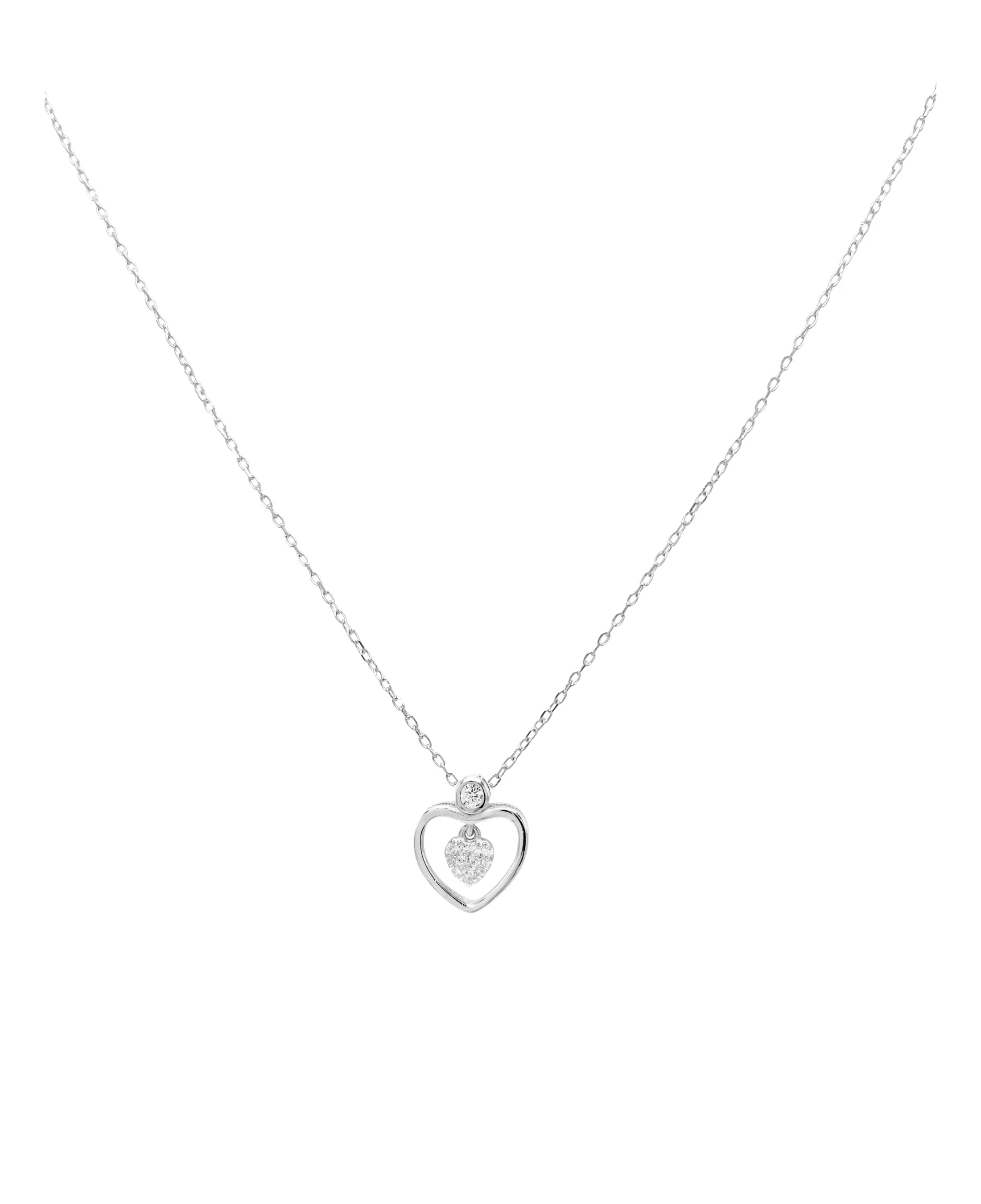 COLLIER EN ARGENT AVEC PENDENTIF COEUR ET PIERRES - Image 2
