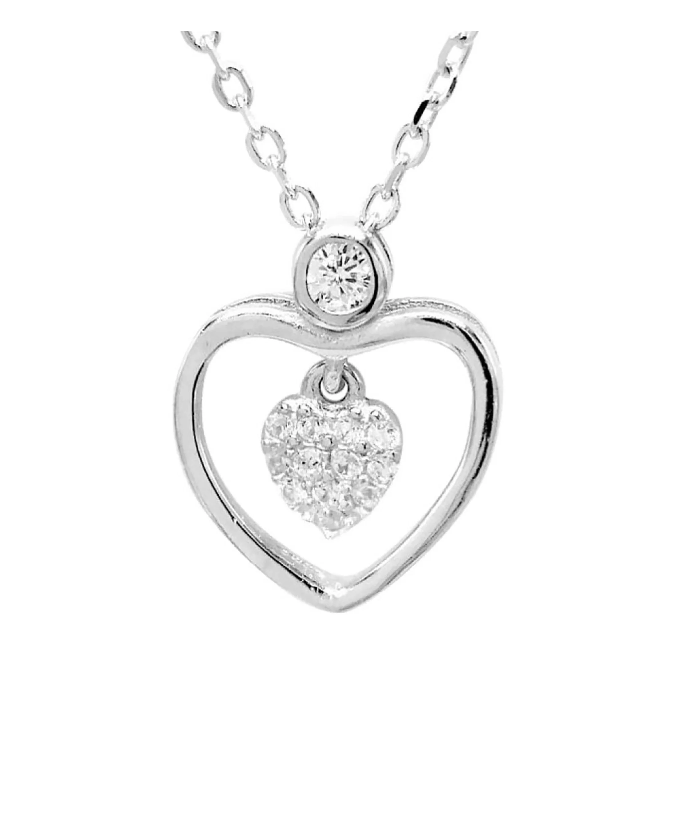 COLLIER EN ARGENT AVEC PENDENTIF COEUR ET PIERRES - Image 3