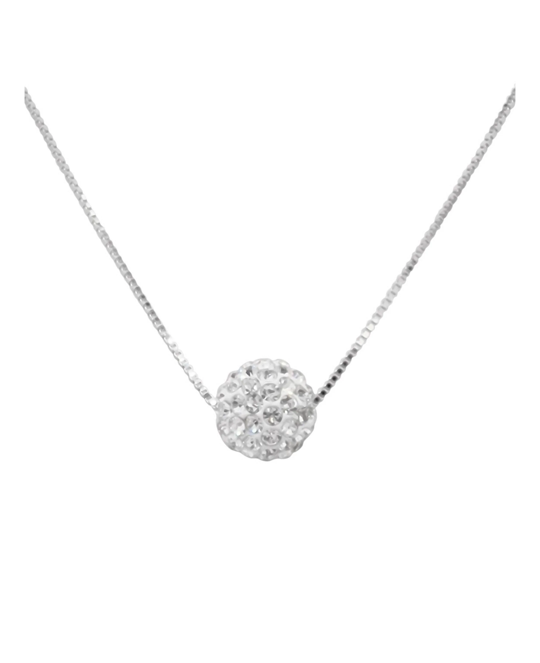 COLLIER EN ARGENT BOULE STRASS