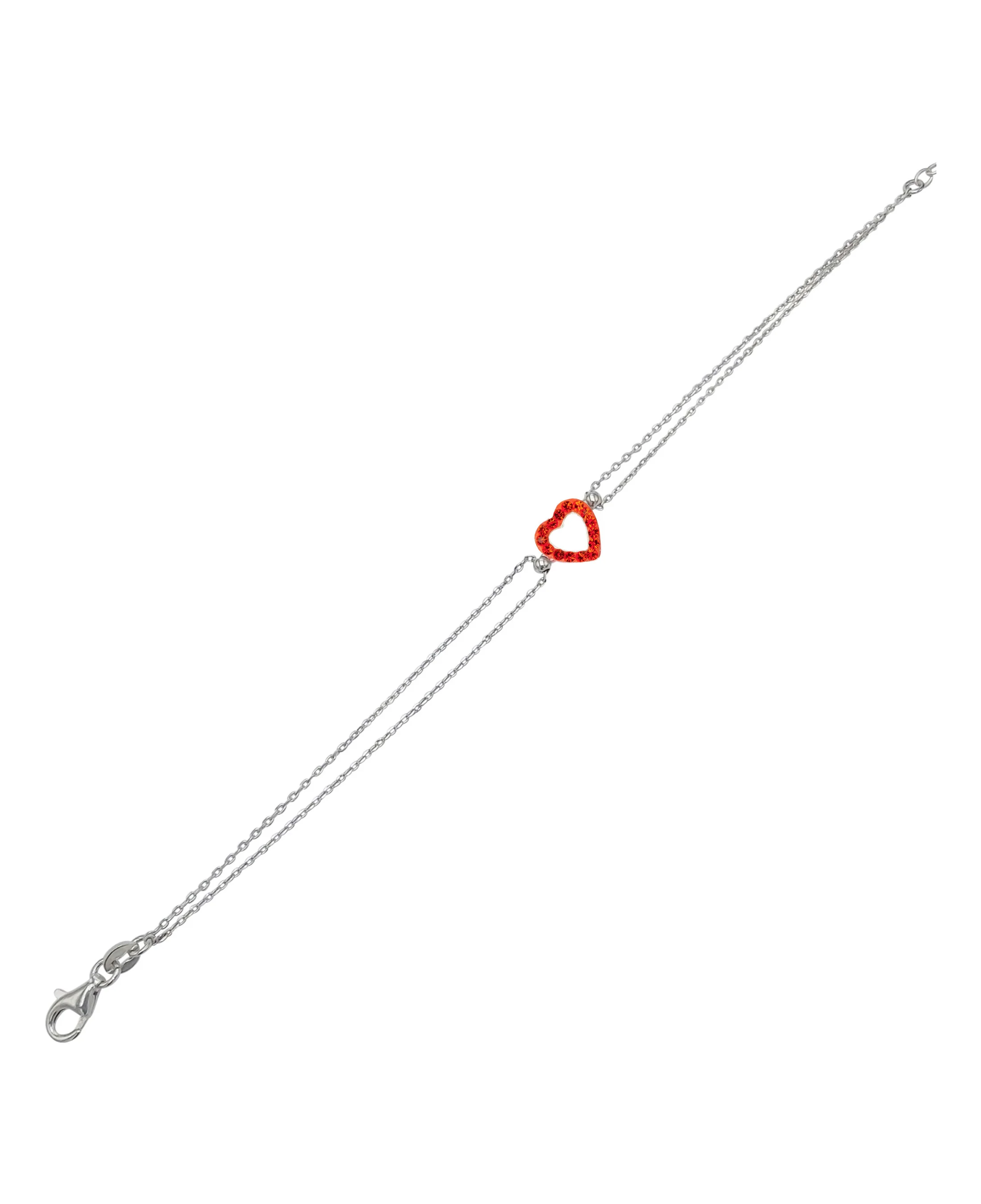 BRACELET EN ARGENT AVEC COEUR STRASS ROUGES - Image 2