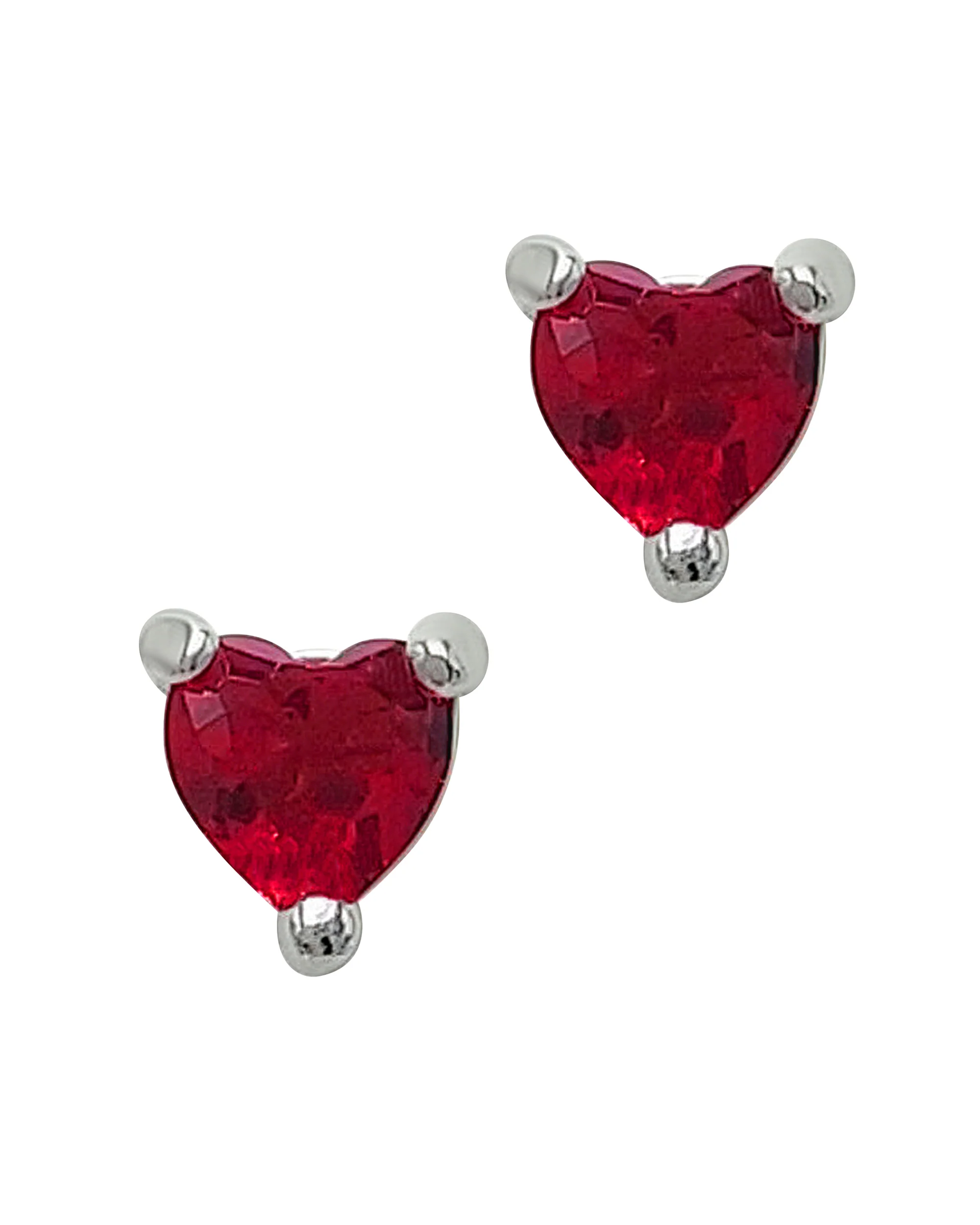 BOUCLES D'OREILLES EN ARGENT COEUR ROUGE