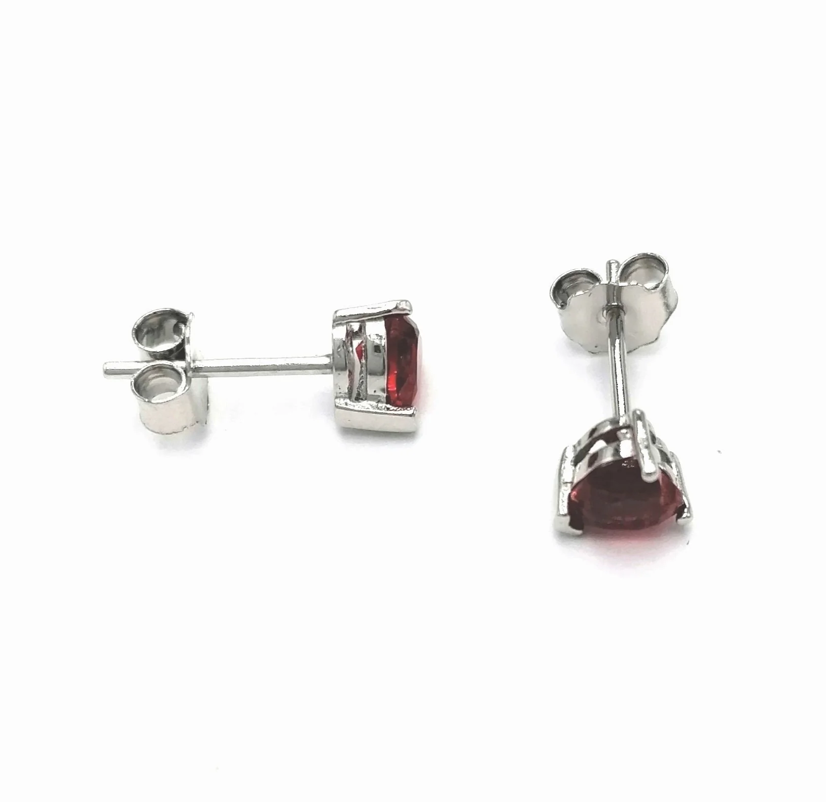 BOUCLES D'OREILLES EN ARGENT COEUR ROUGE - Image 3