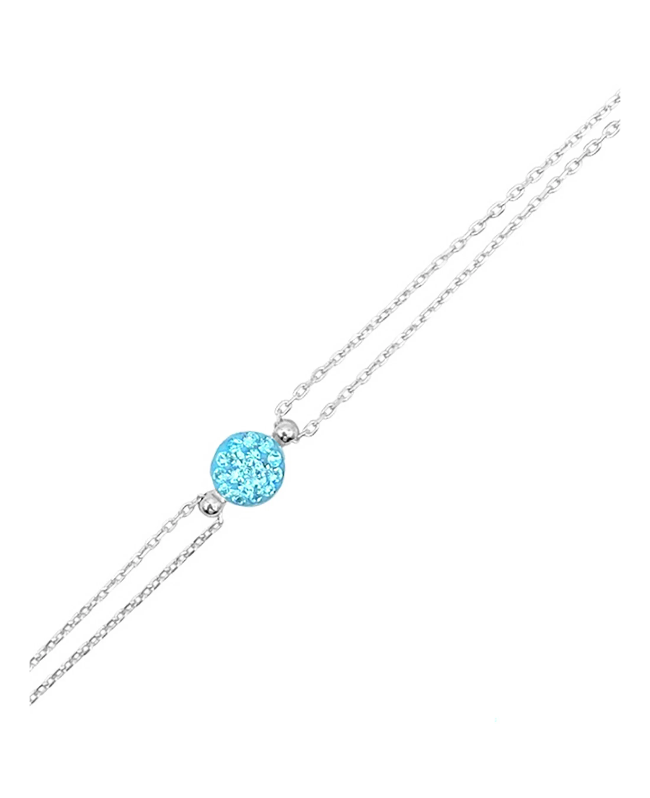 BRACELET EN ARGENT PASTILLES STRASS BLEUS TURQUOISE