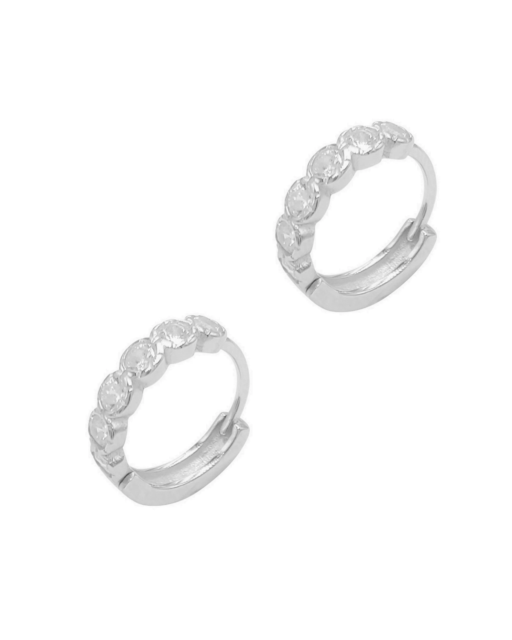 CREOLES EN ARGENT SERTIES DE PIERRES 1,4 CM - Image 3