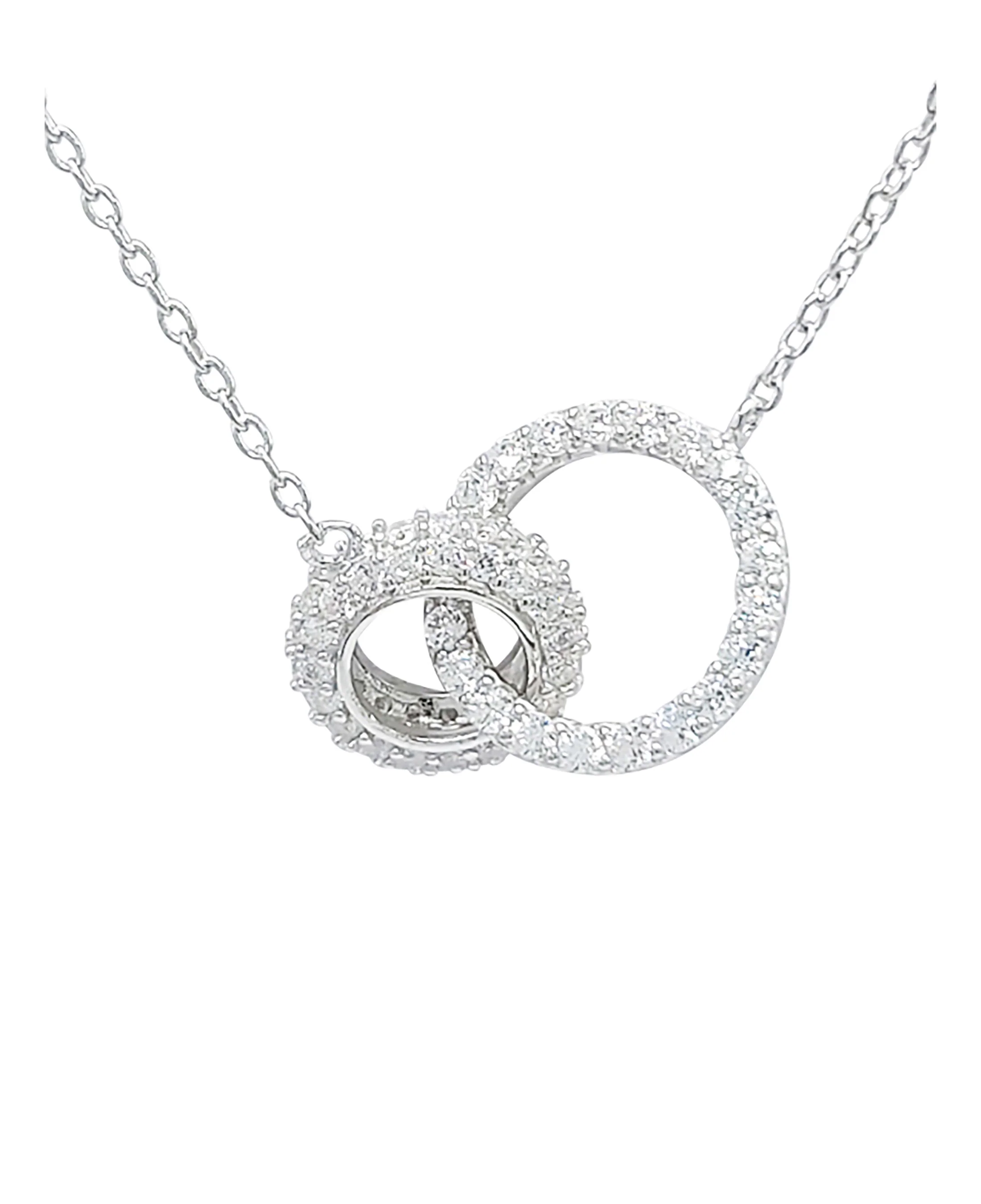 COLLIER EN ARGENT 2 CERCLES AVEC PIERRES - Image 3
