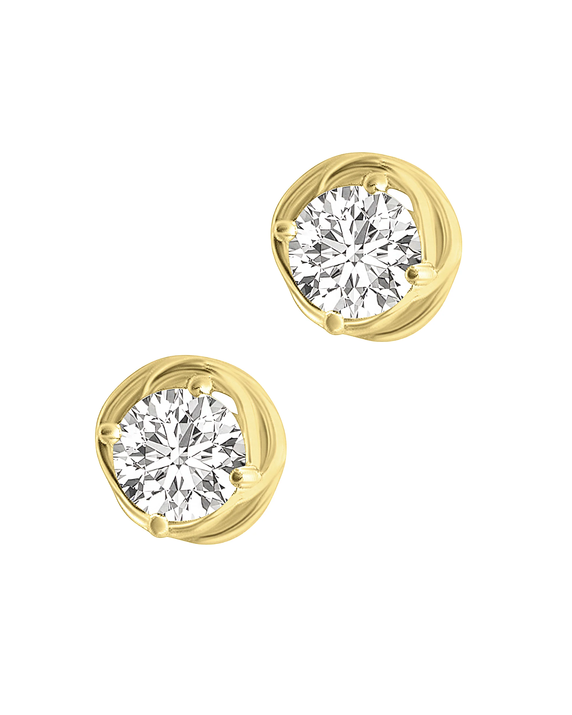 BOUCLES D'OREILLES EN PLAQUE OR SOLITAIRE ET FIL TORSADE