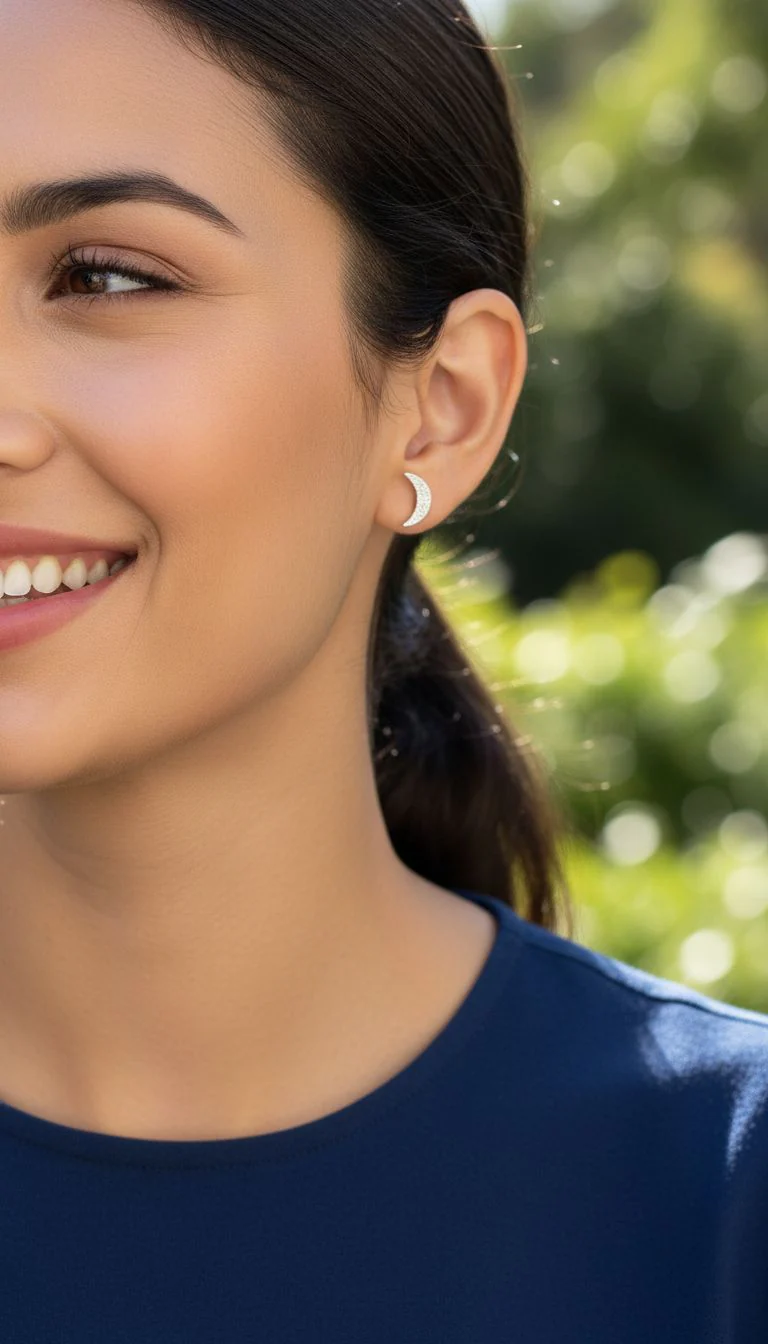 BOUCLES D'OREILLES EN ARGENT DEMI-LUNE - Image 2