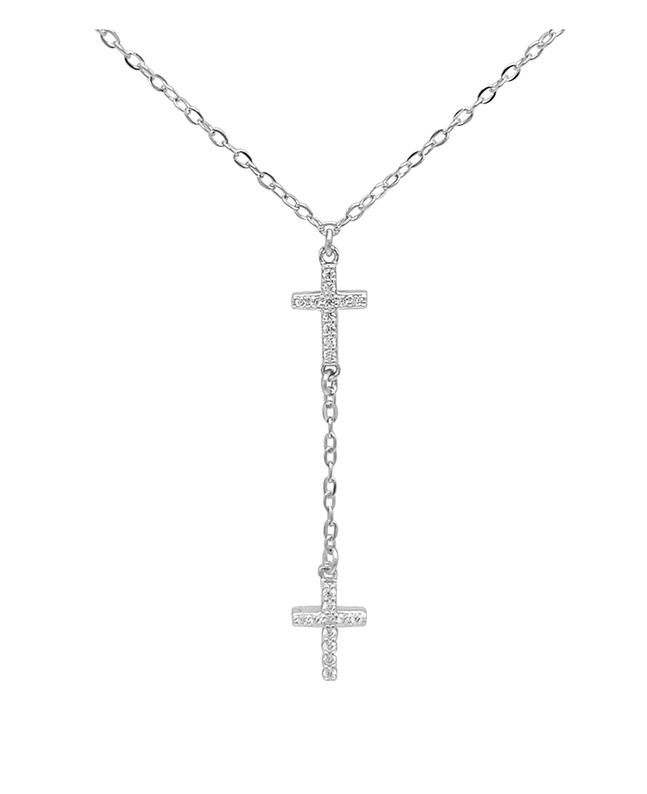 COLLIER EN ARGENT AVEC 4 CROIX ET PIERRES - Image 2