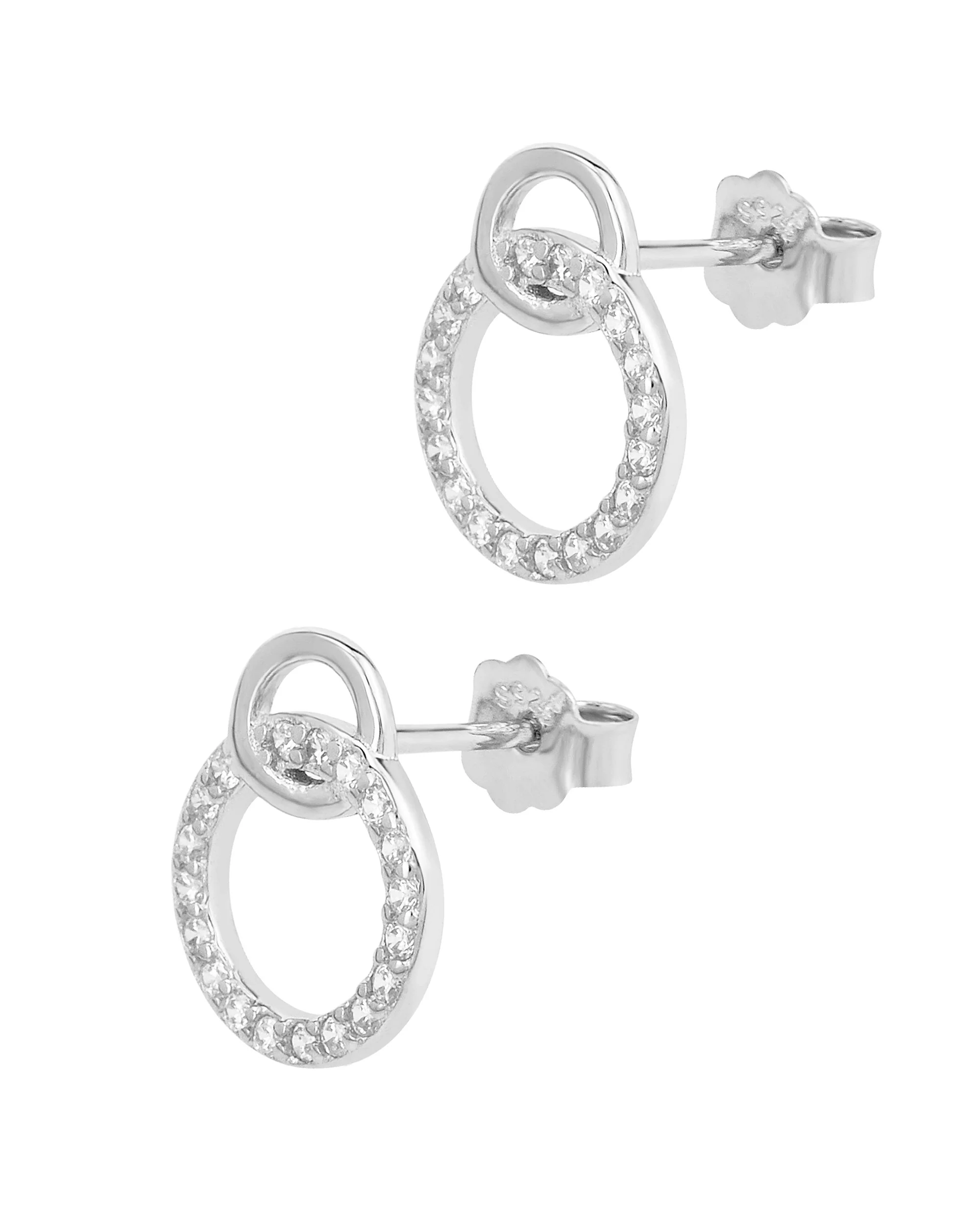 BOUCLES D'OREILLES EN ARGENT CERCLE SERTI DE PIERRES - Image 3