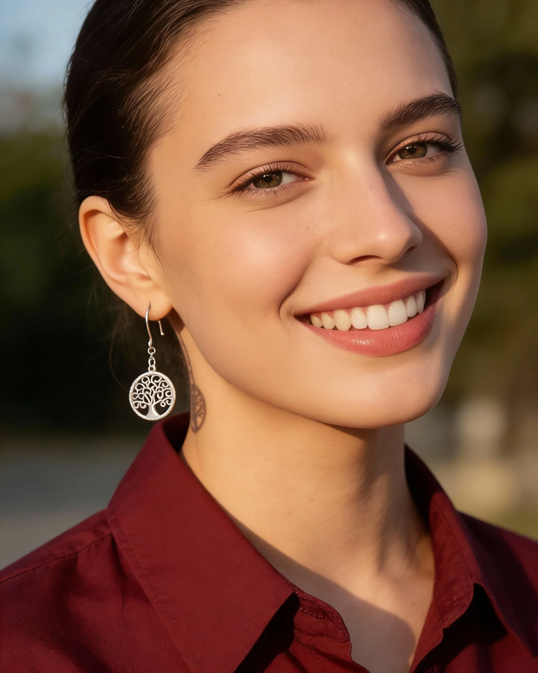 BOUCLES D'OREILLES EN ARGENT ARBRE DE VIE PENDANT - Image 2