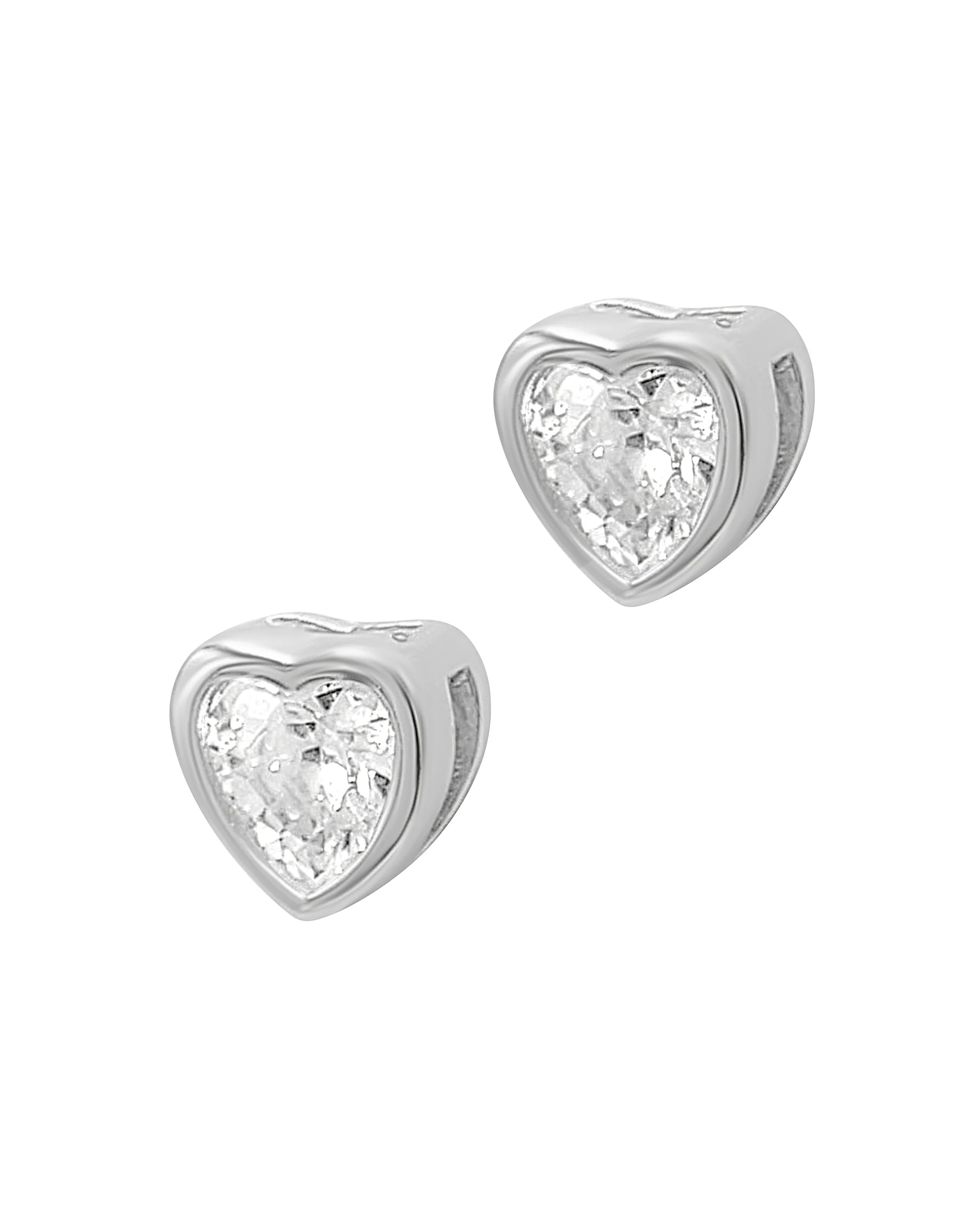 BOUCLES D'OREILLES EN ARGENT SOLITAIRE COEUR