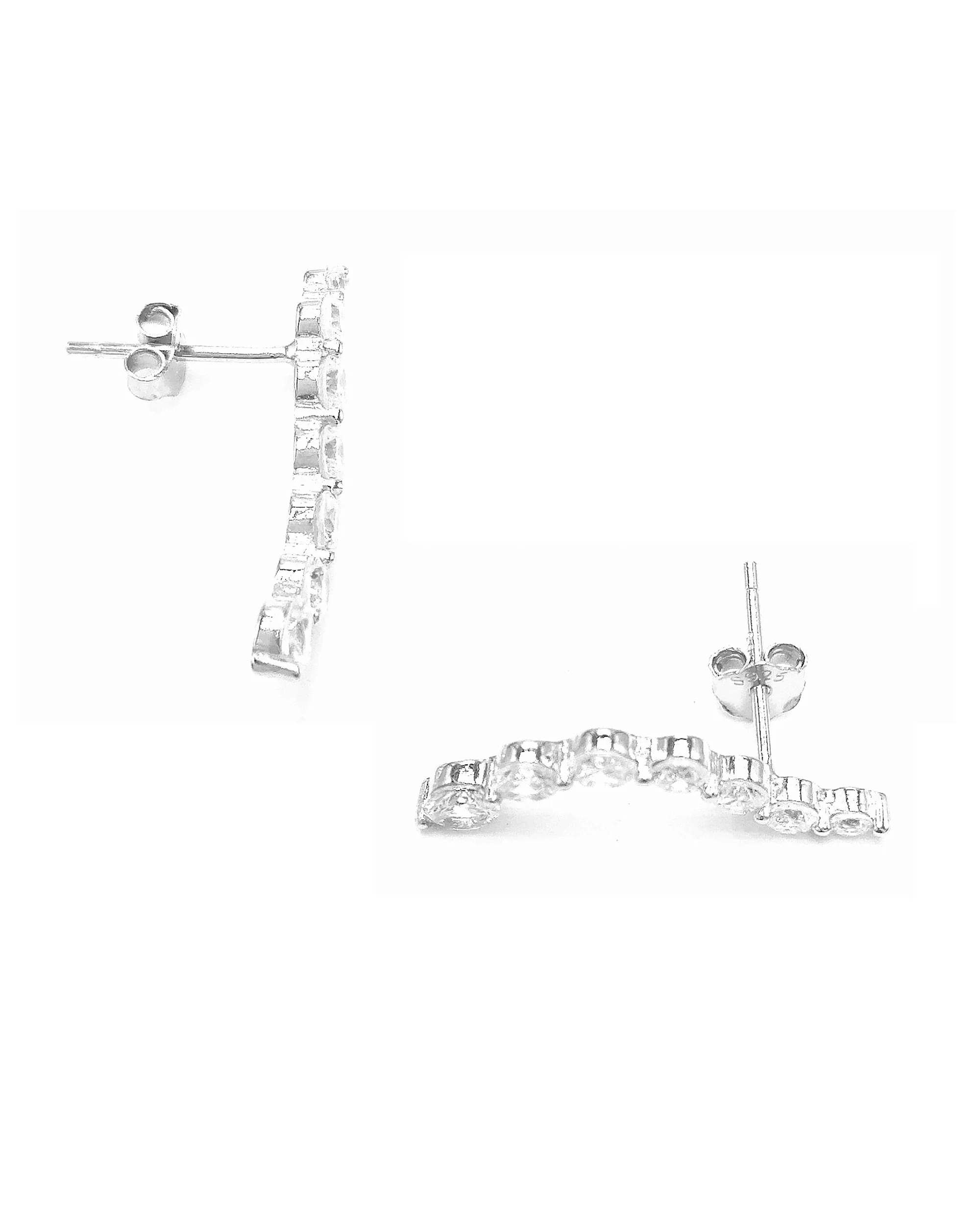 BOUCLES D'OREILLES EN ARGENT LIGNE ONDULEE AVEC PIERRES - Image 2