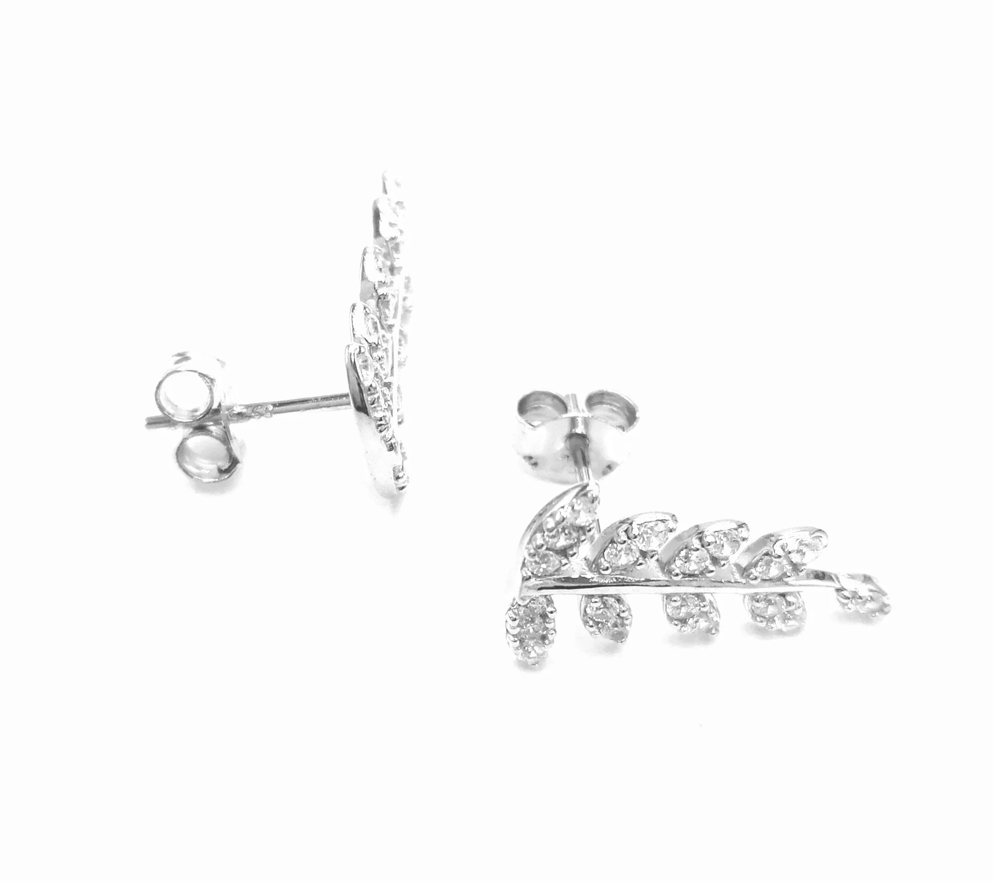BOUCLES D'OREILLES EN ARGENT FEUILLES AVEC PIERRES - Image 2