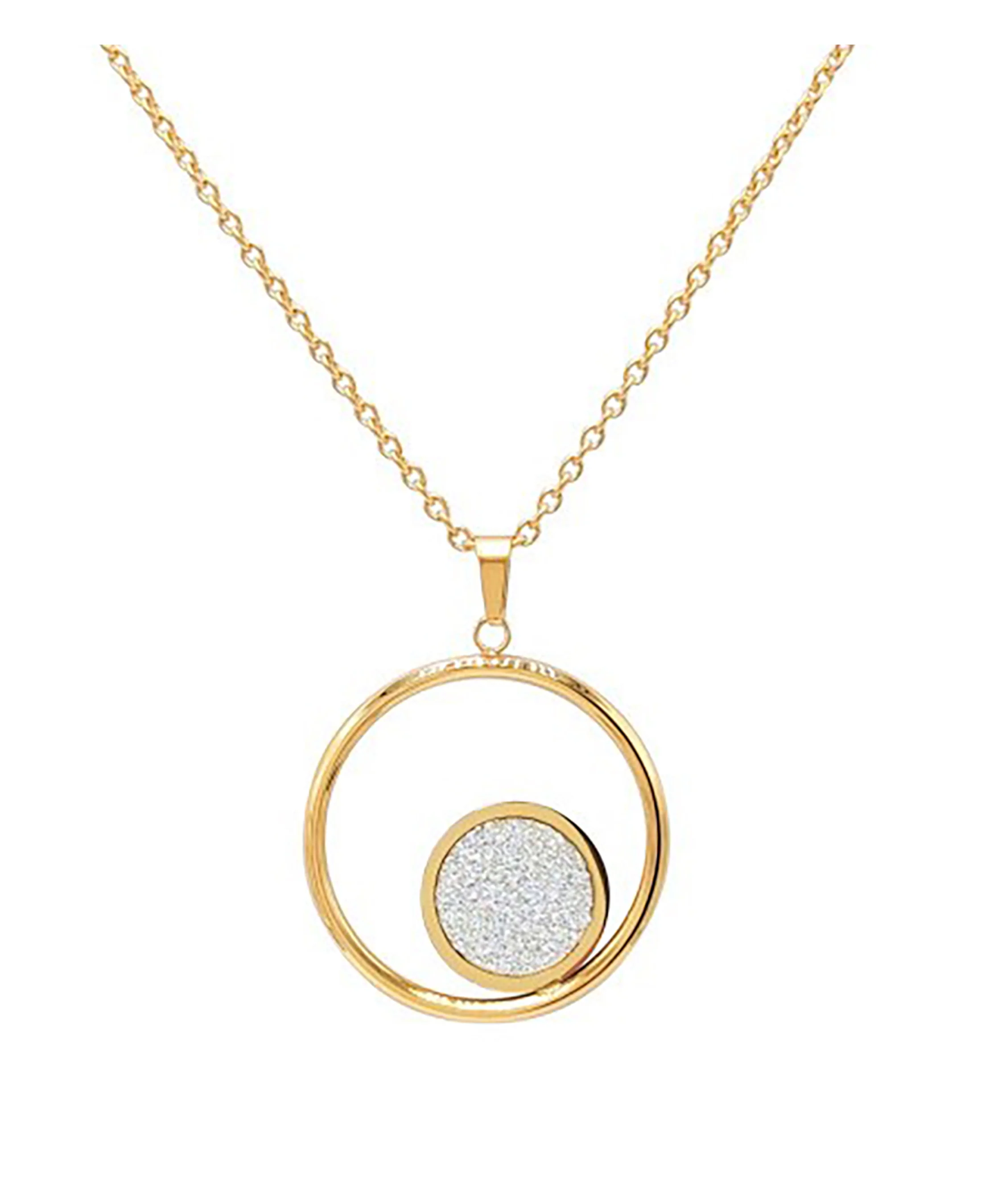 COLLIER EN ACIER JAUNE CERCLE ET PAILLETTES