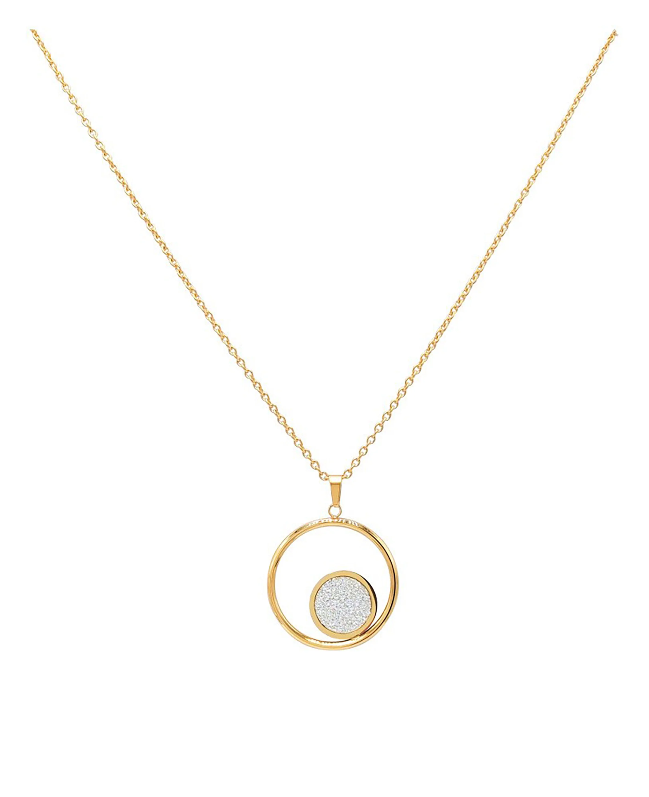 COLLIER EN ACIER JAUNE CERCLE ET PAILLETTES - Image 2
