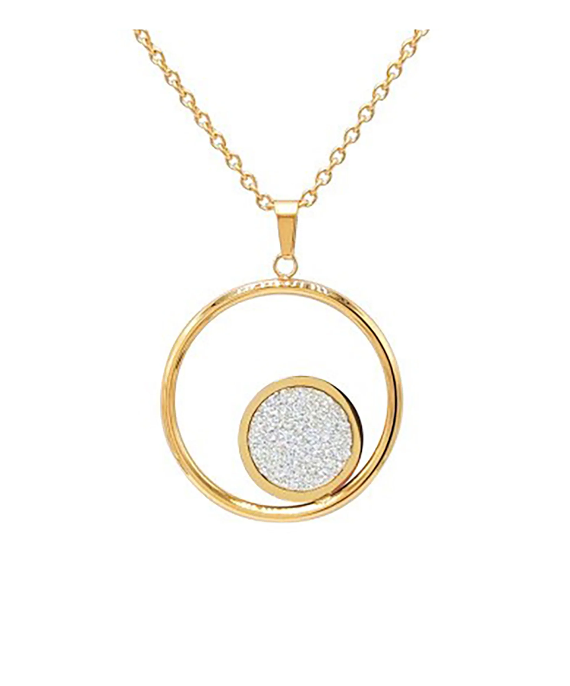 COLLIER EN ACIER JAUNE CERCLE ET PAILLETTES - Image 3