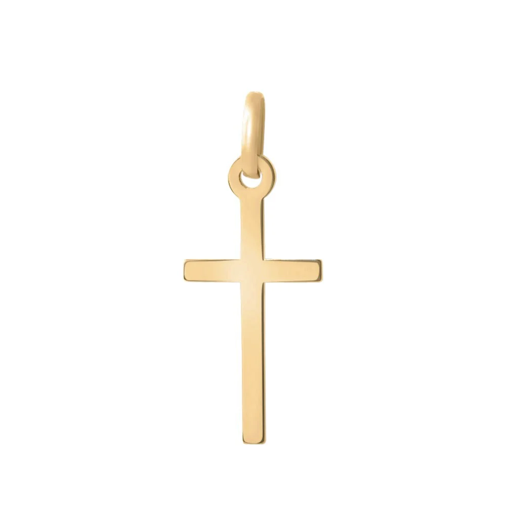 PENDENTIF EN PLAQUE OR MOTIF CROIX