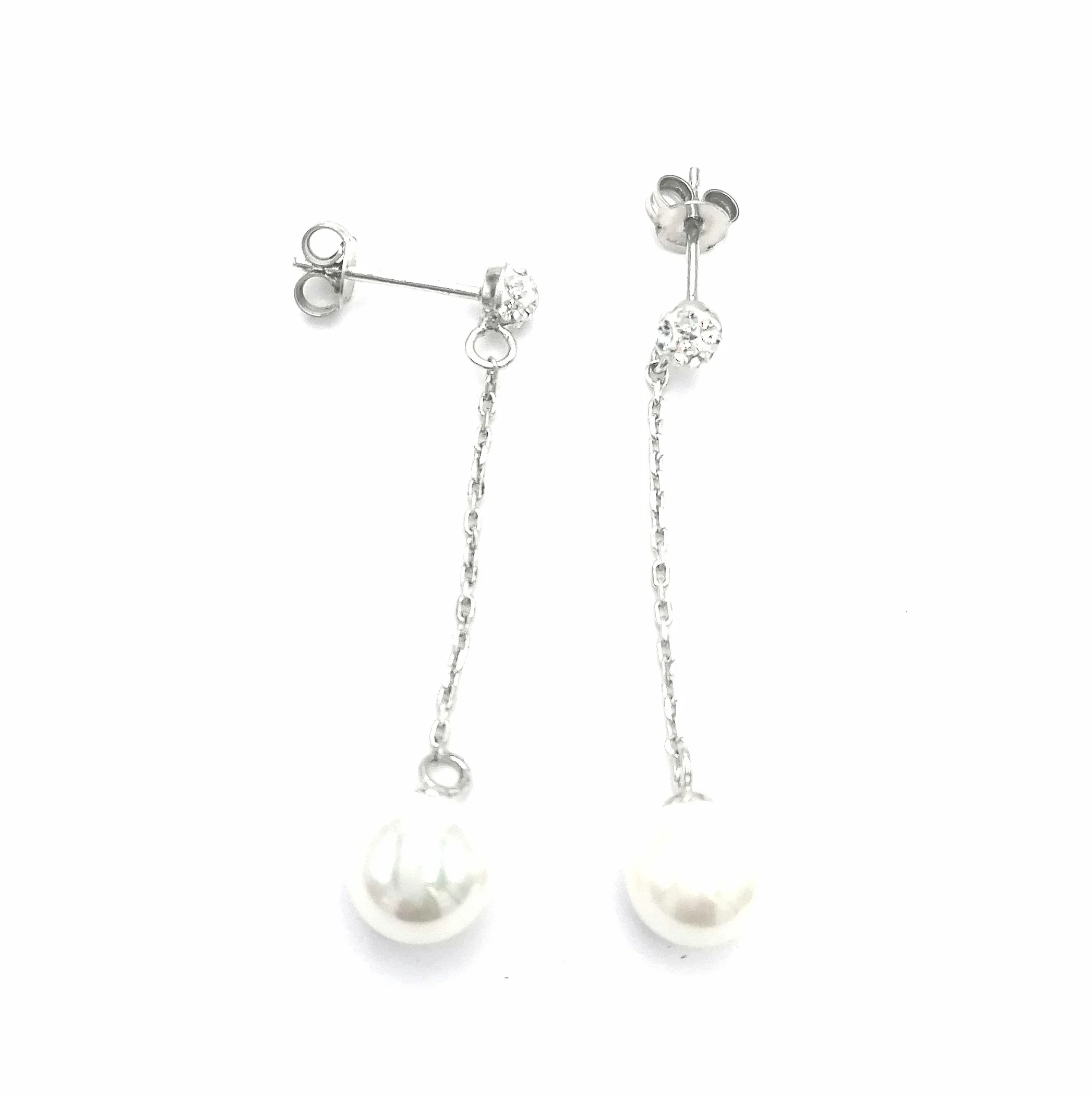 BOUCLES D'OREILLES EN ARGENT PERLE PENDANTE - Image 3