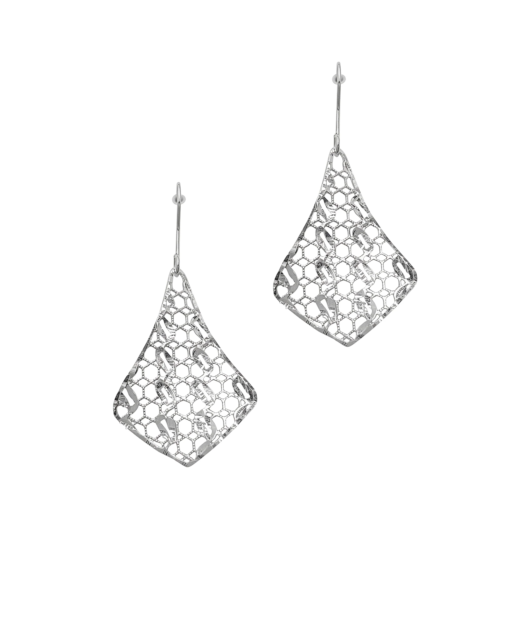 BOUCLES D'OREILLES EN ARGENT LOSANGE