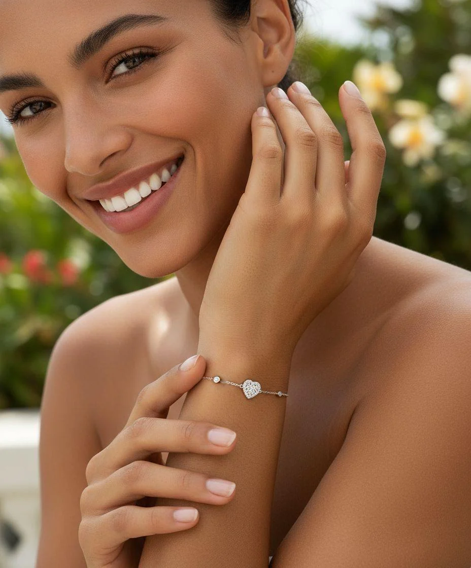 BRACELET EN ARGENT COEUR ARBRE DE VIE ET SOLITAIRE - Image 2