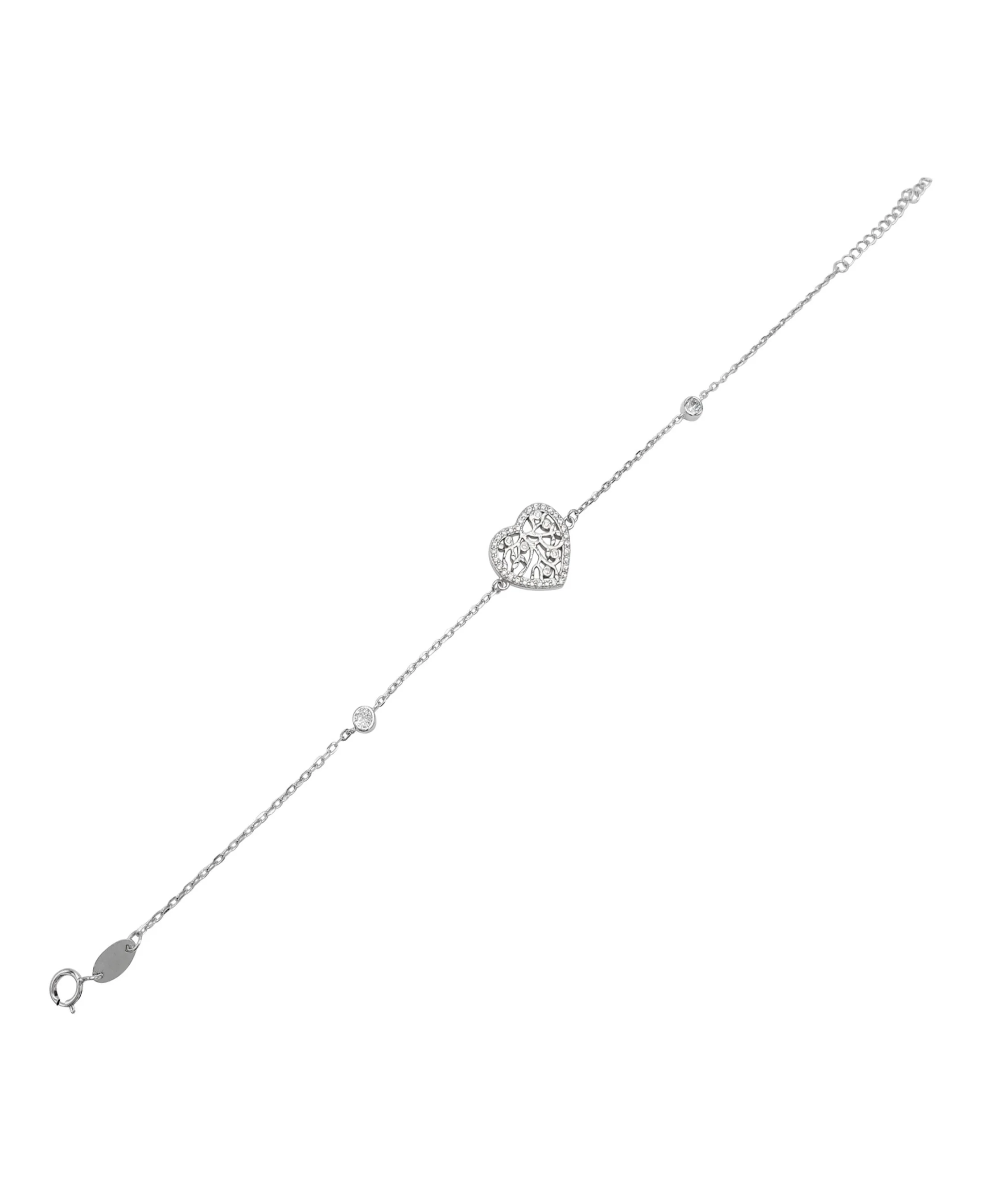 BRACELET EN ARGENT COEUR ARBRE DE VIE ET SOLITAIRE - Image 3