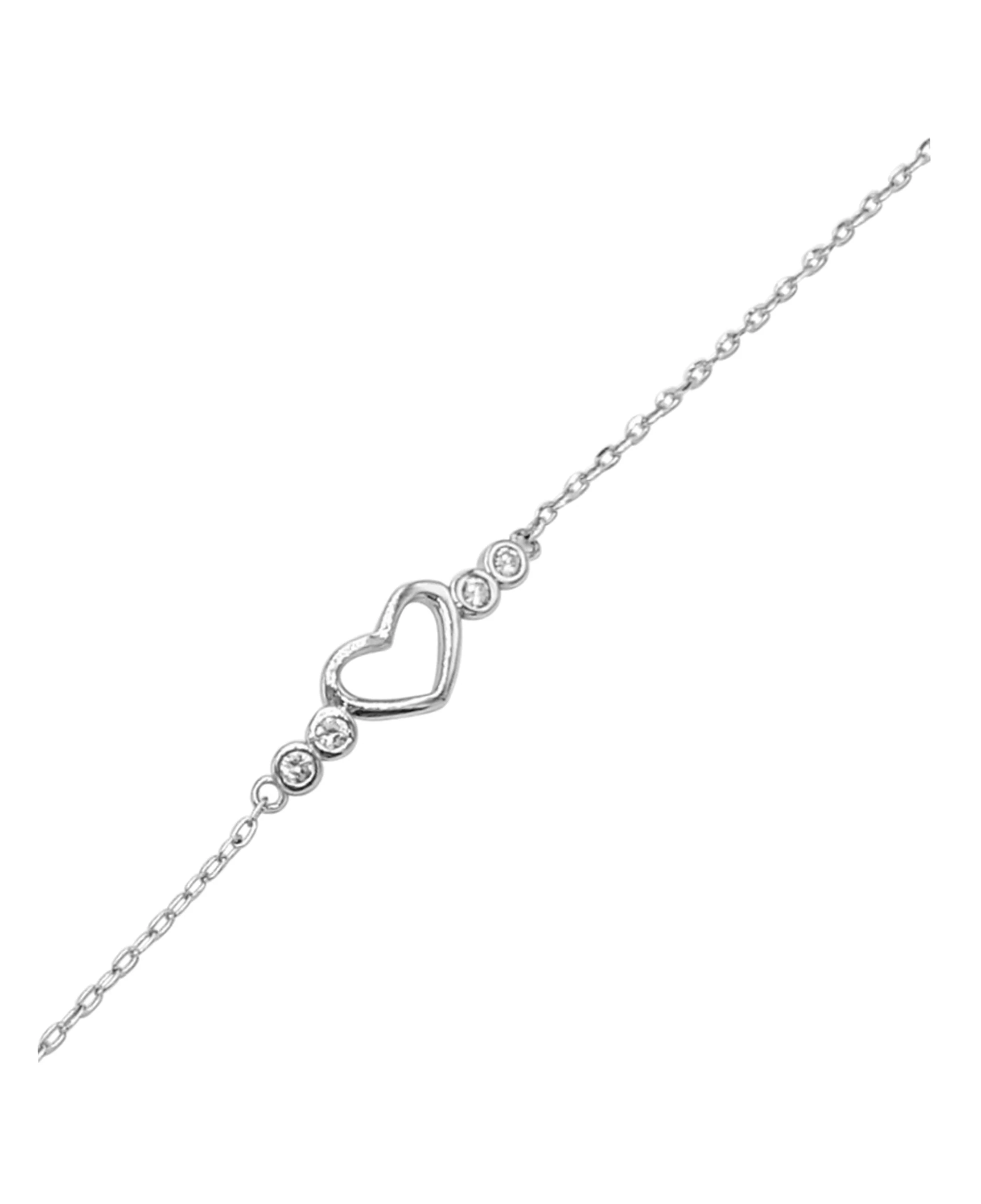 BRACELET EN ARGENT COEUR ET PIERRES