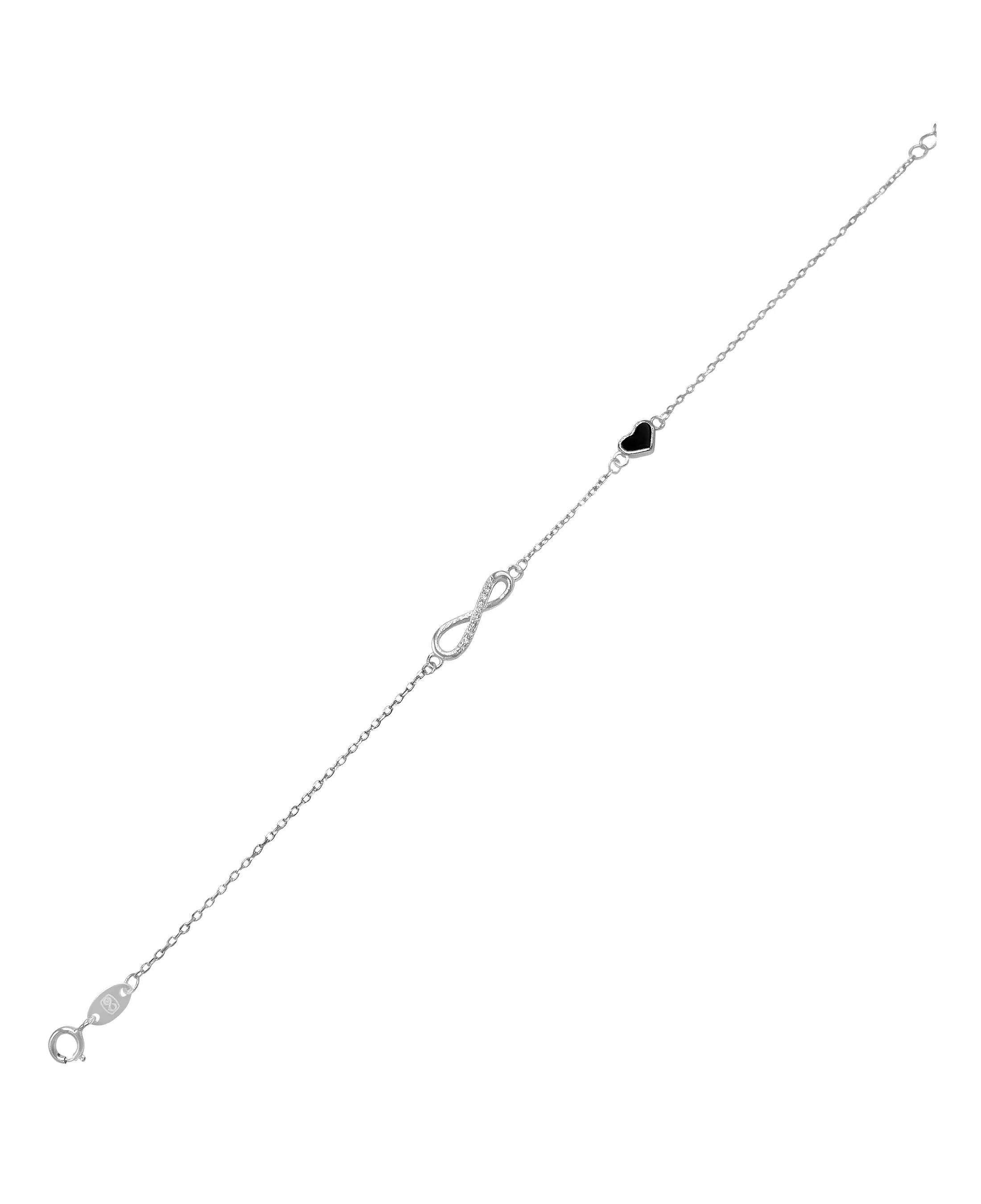 BRACELET EN ARGENT INFINI AVEC PIERRES ET COEUR NOIR - Image 2