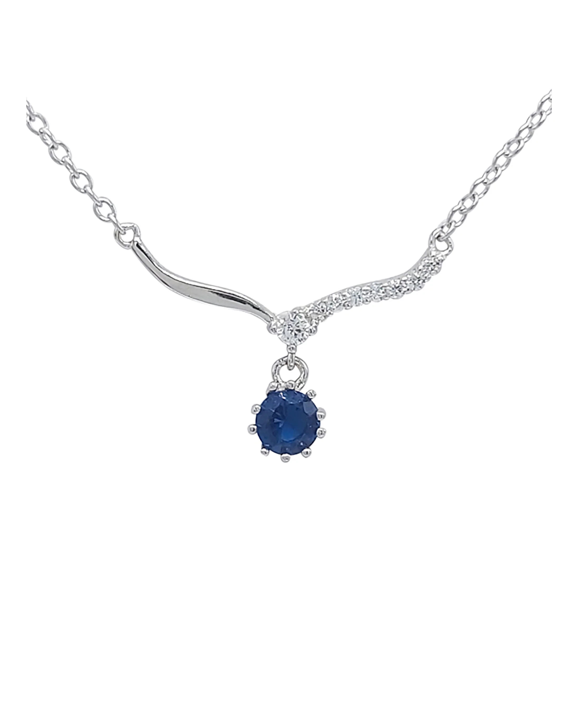 COLLIER EN ARGENT AVEC SOLITAIRE BLEU PENDANT - Image 3
