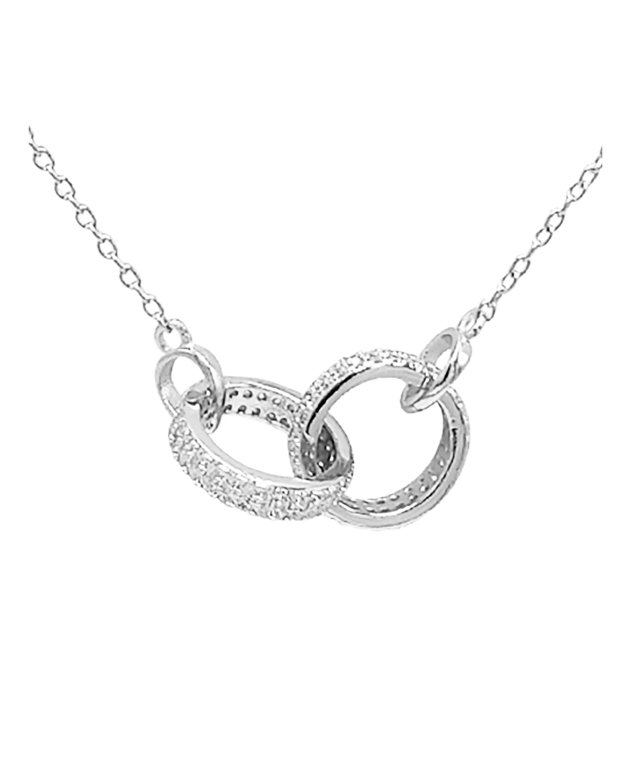 COLLIER EN ARGENT 2 CERCLES AVEC PIERRES - Image 3