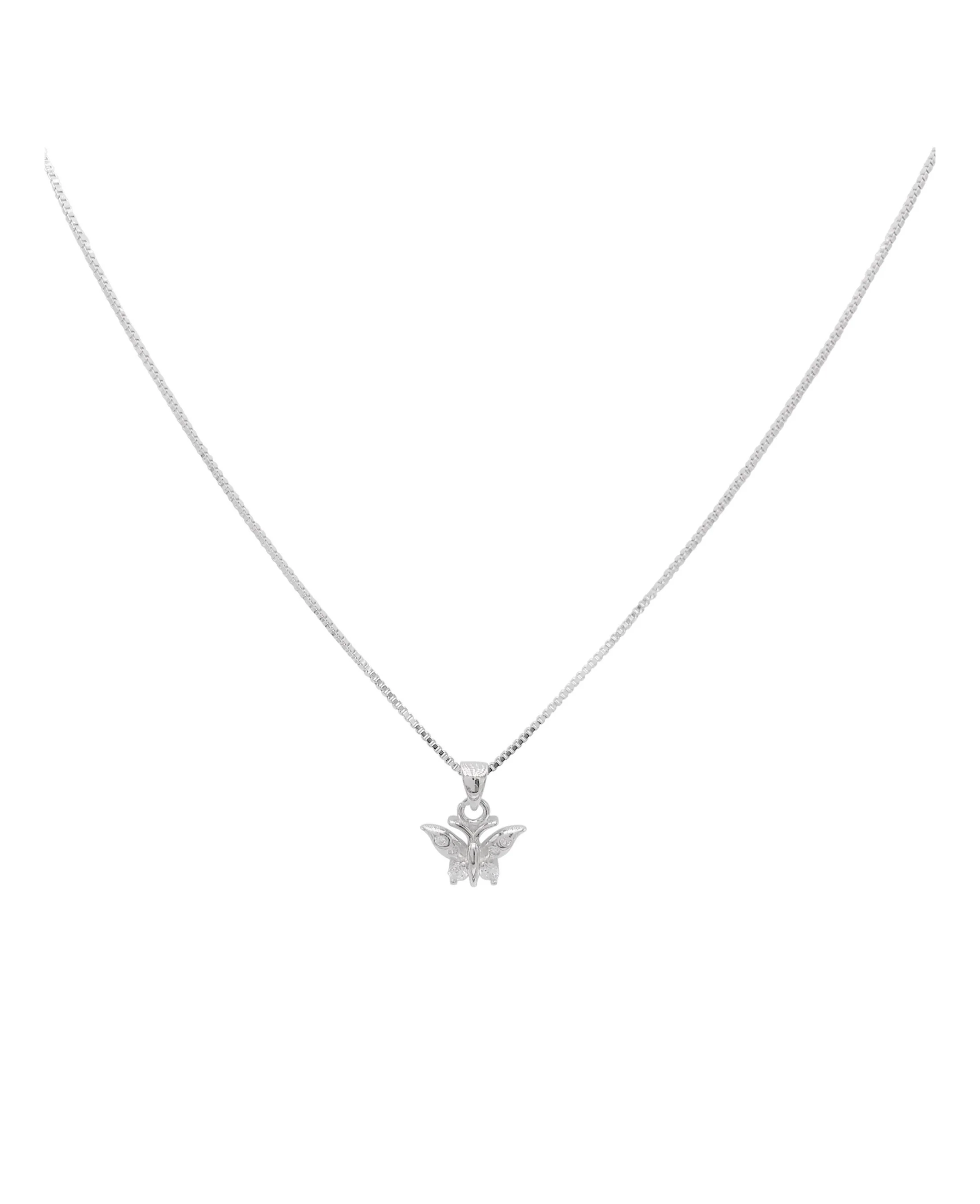 COLLIER EN ARGENT AVEC PENDENTIF PAPILLON ET PIERRES - Image 2