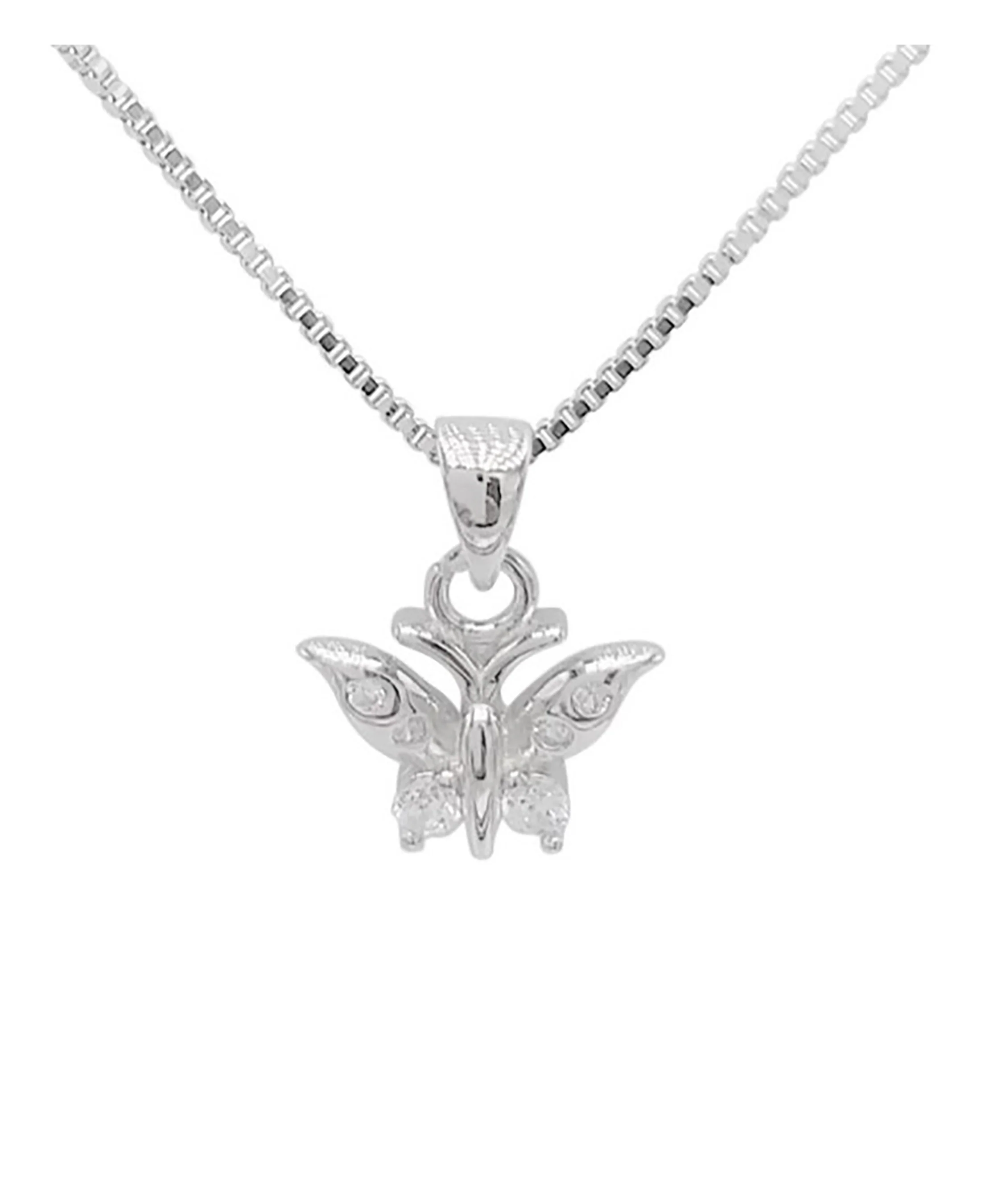 COLLIER EN ARGENT AVEC PENDENTIF PAPILLON ET PIERRES - Image 3