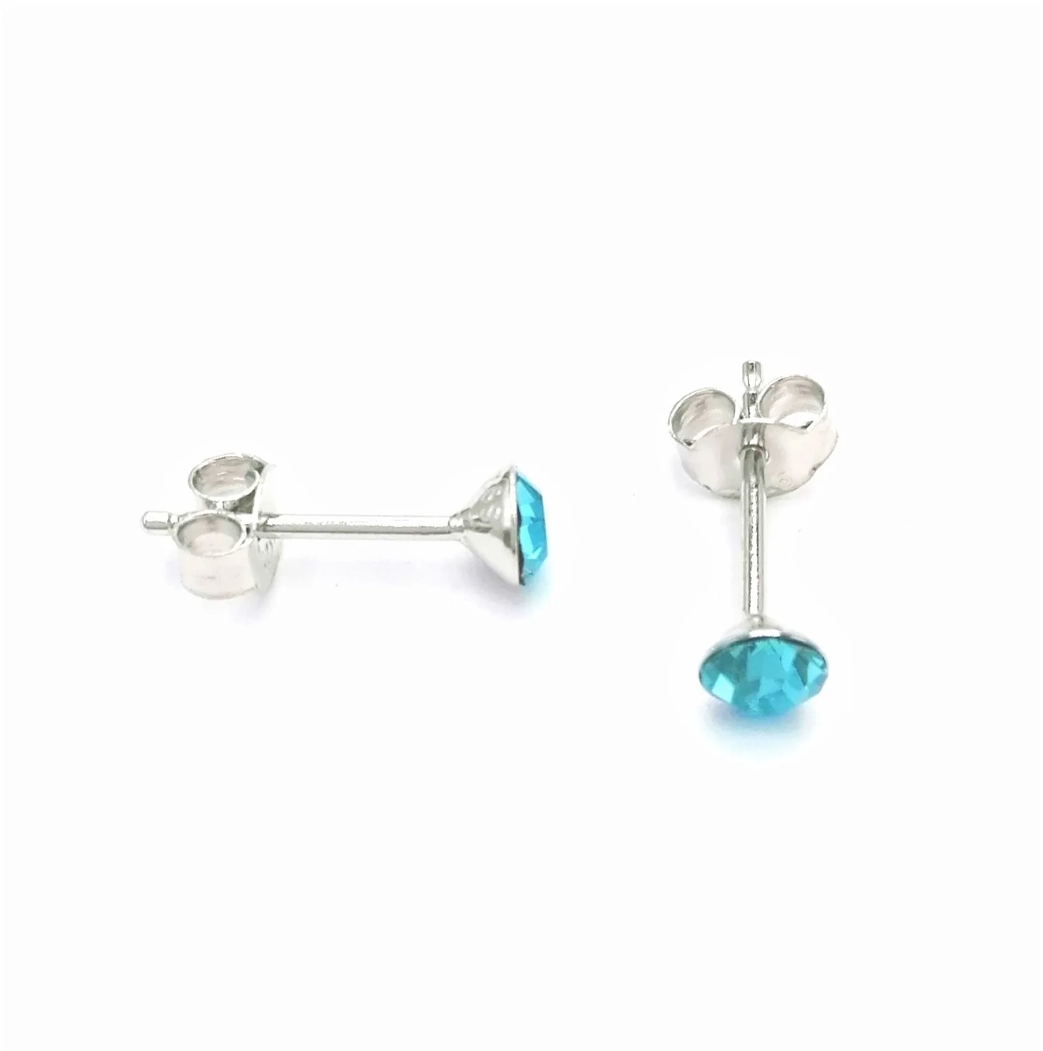 BOUCLES D'OREILLES EN ARGENT STRASS BLEU - Image 4
