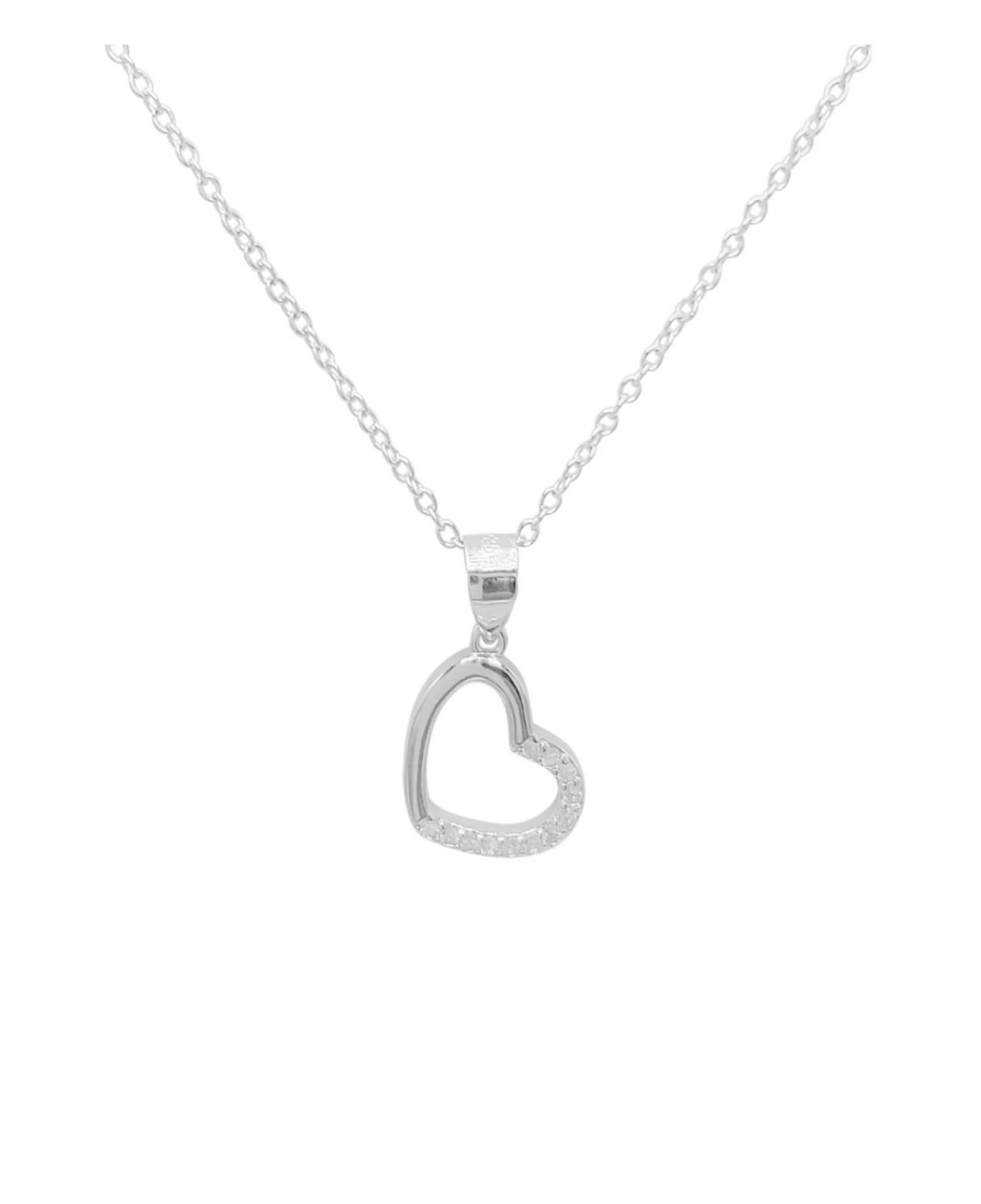 COLLIER EN ARGENT PENDENTIF COEUR AVEC PIERRES