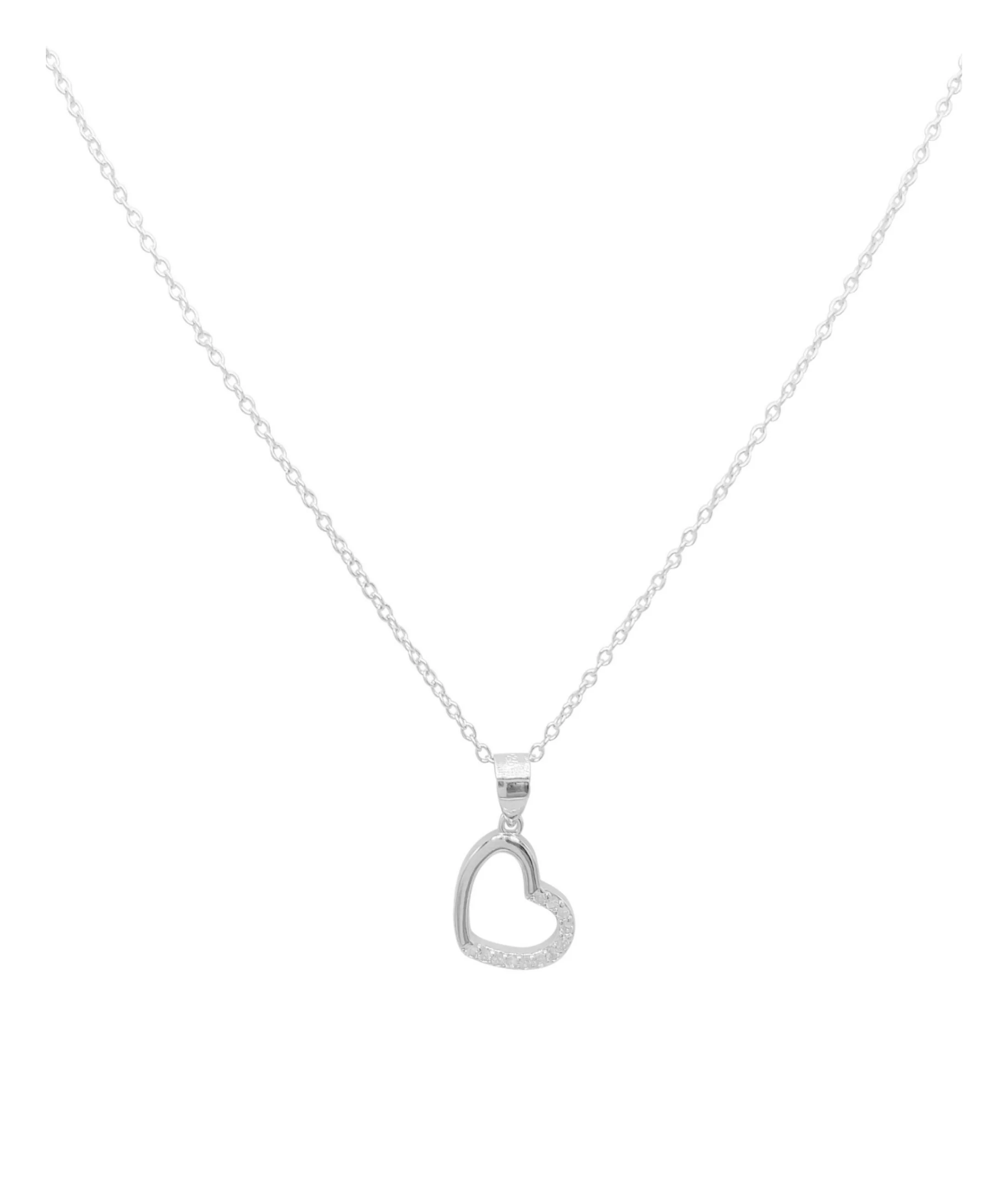 COLLIER EN ARGENT PENDENTIF COEUR AVEC PIERRES - Image 2