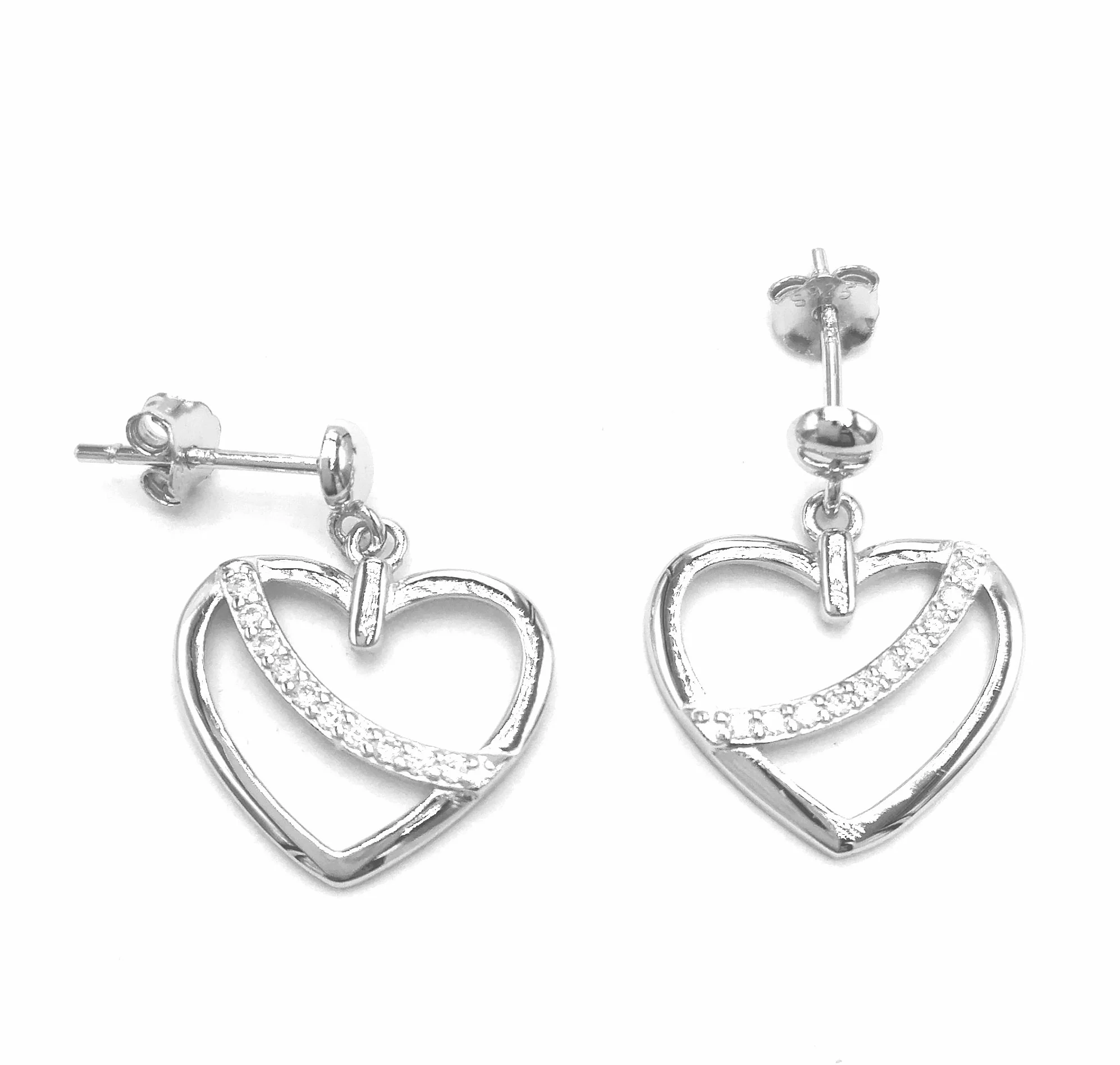 BOUCLES D'OREILLES EN ARGENT COEUR PENDANT - Image 2