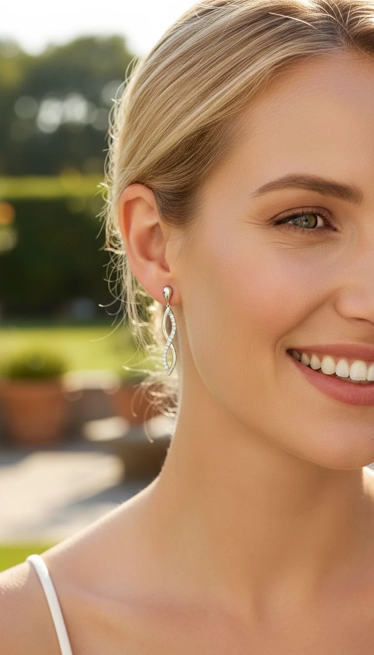BOUCLES D'OREILLES EN ARGENT INFINI PENDANT AVEC PIERRES - Image 2