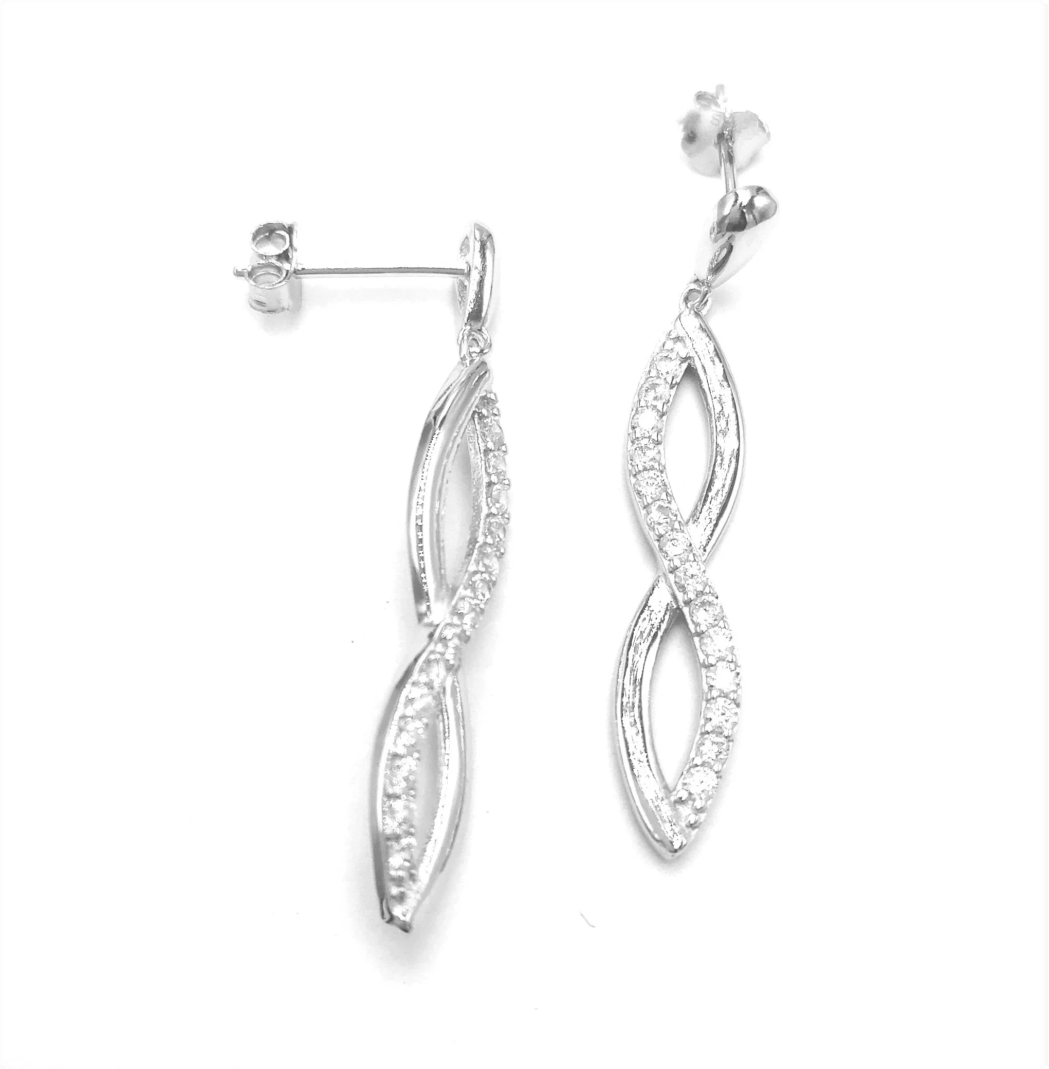 BOUCLES D'OREILLES EN ARGENT INFINI PENDANT AVEC PIERRES - Image 3
