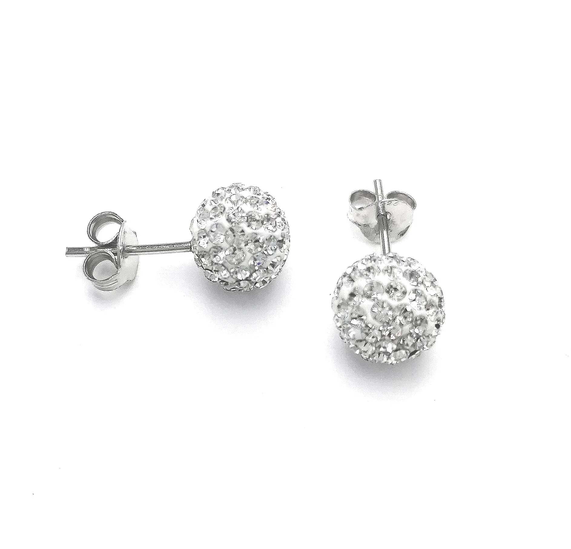 BOUCLES D'OREILLES EN ARGENT BOULE STRASS - Image 3