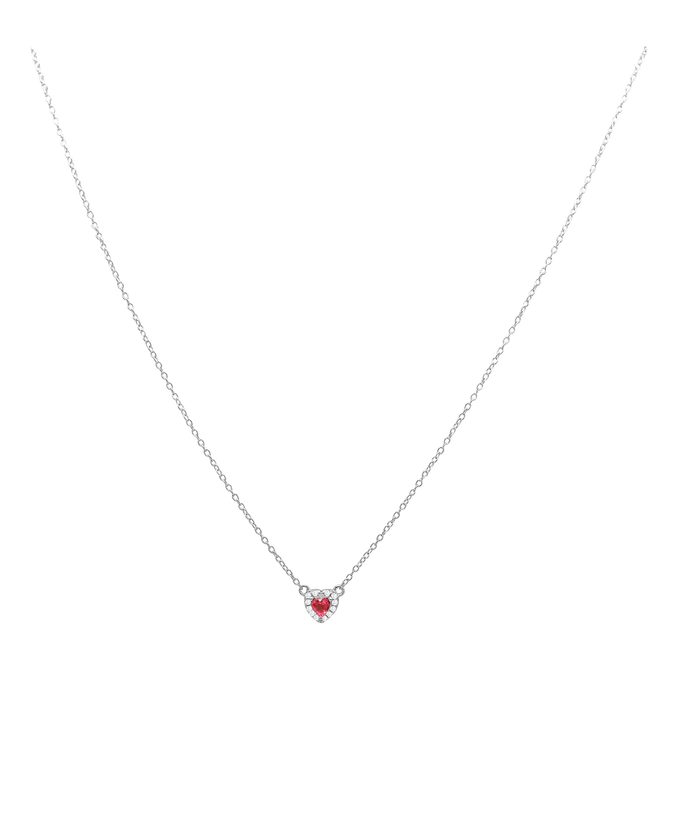 COLLIER EN ARGENT COEUR ROSE AVEC PIERRES - Image 2