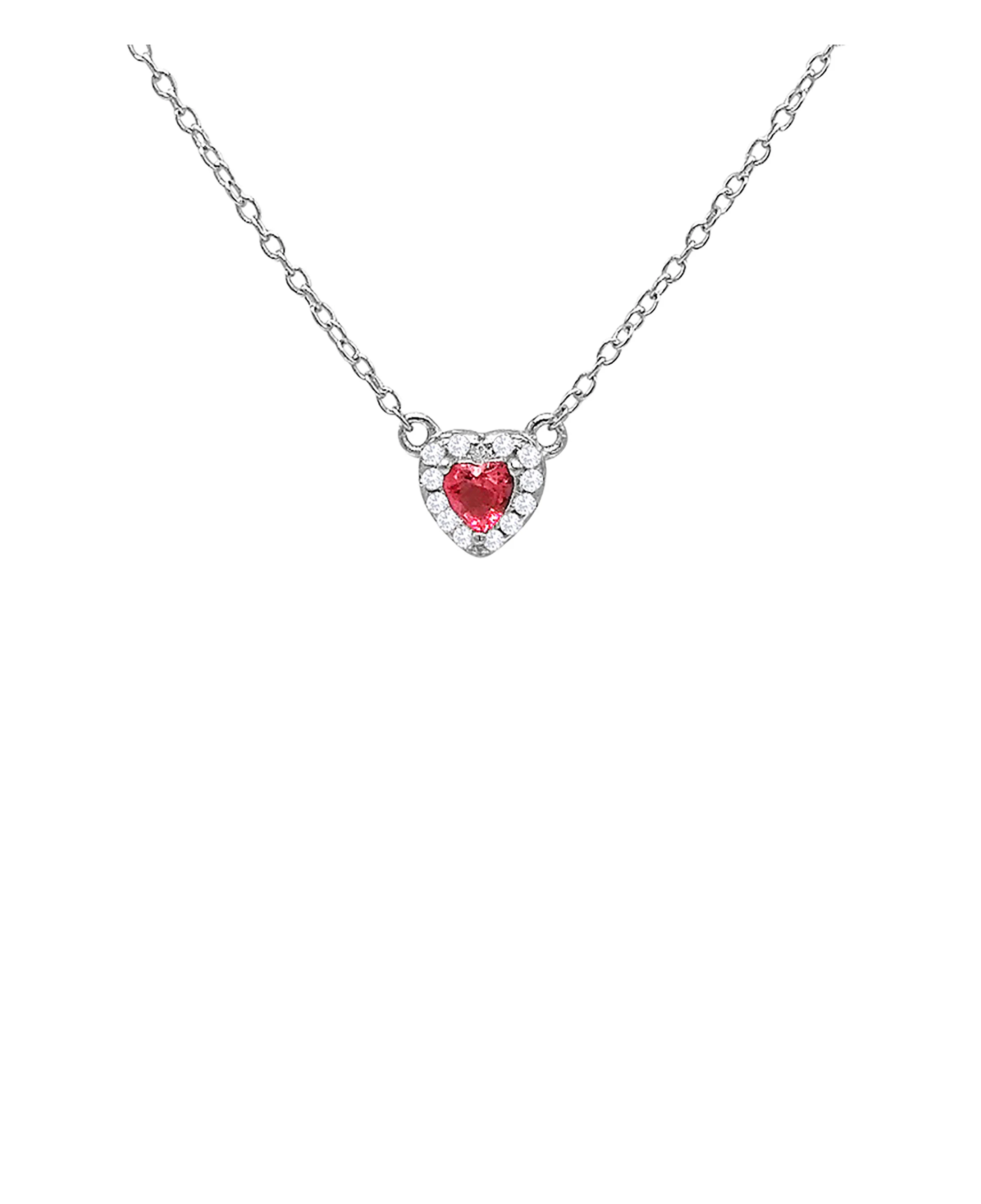 COLLIER EN ARGENT COEUR ROSE AVEC PIERRES - Image 3
