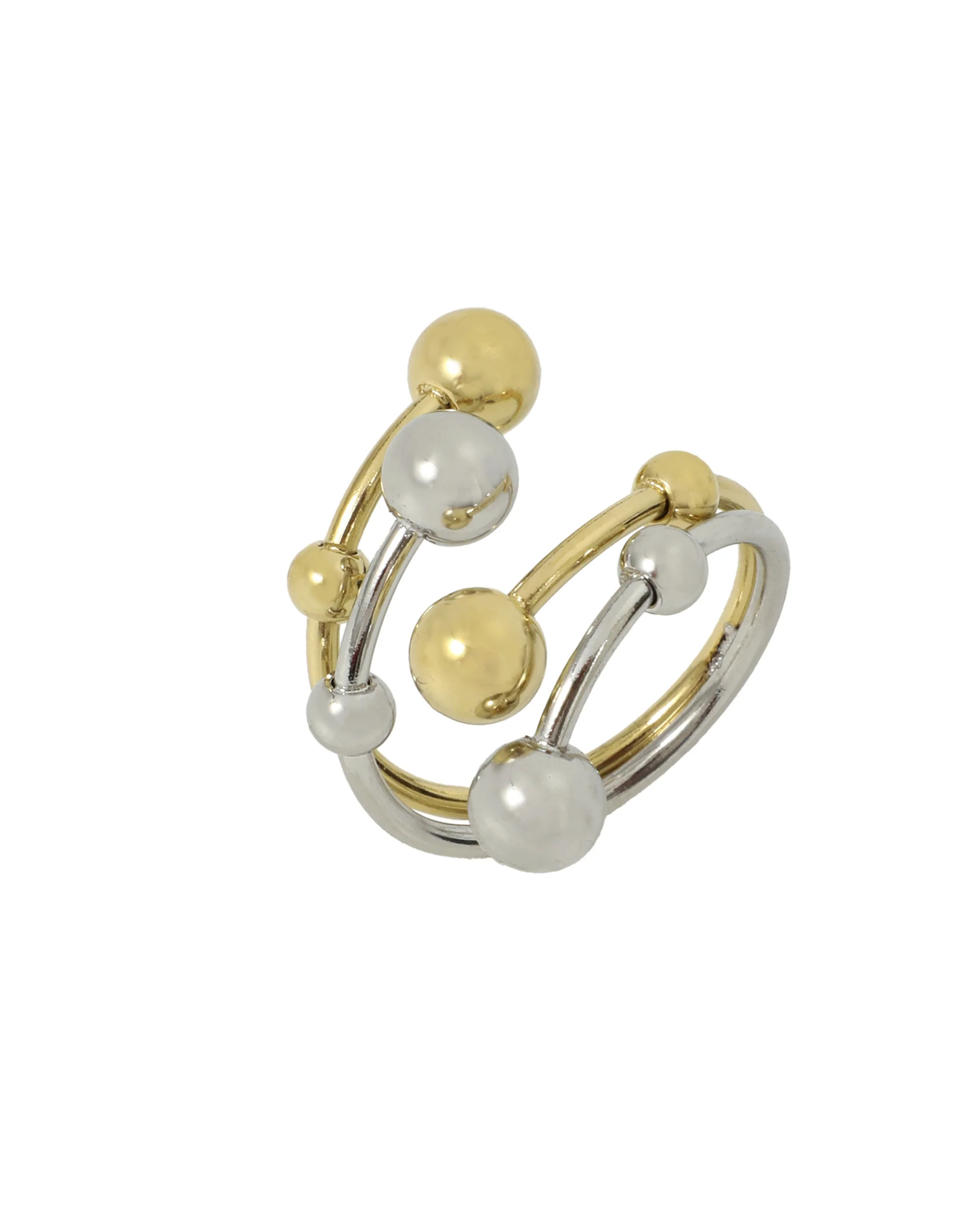 BAGUE EN ACIER BICOLORE AVEC BILLES