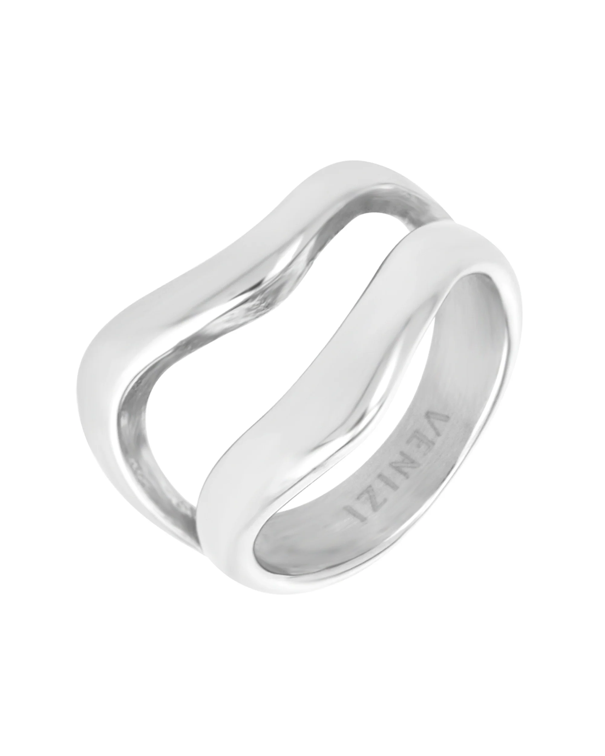 BAGUE EN ACIER DOUBLE MOTIF V