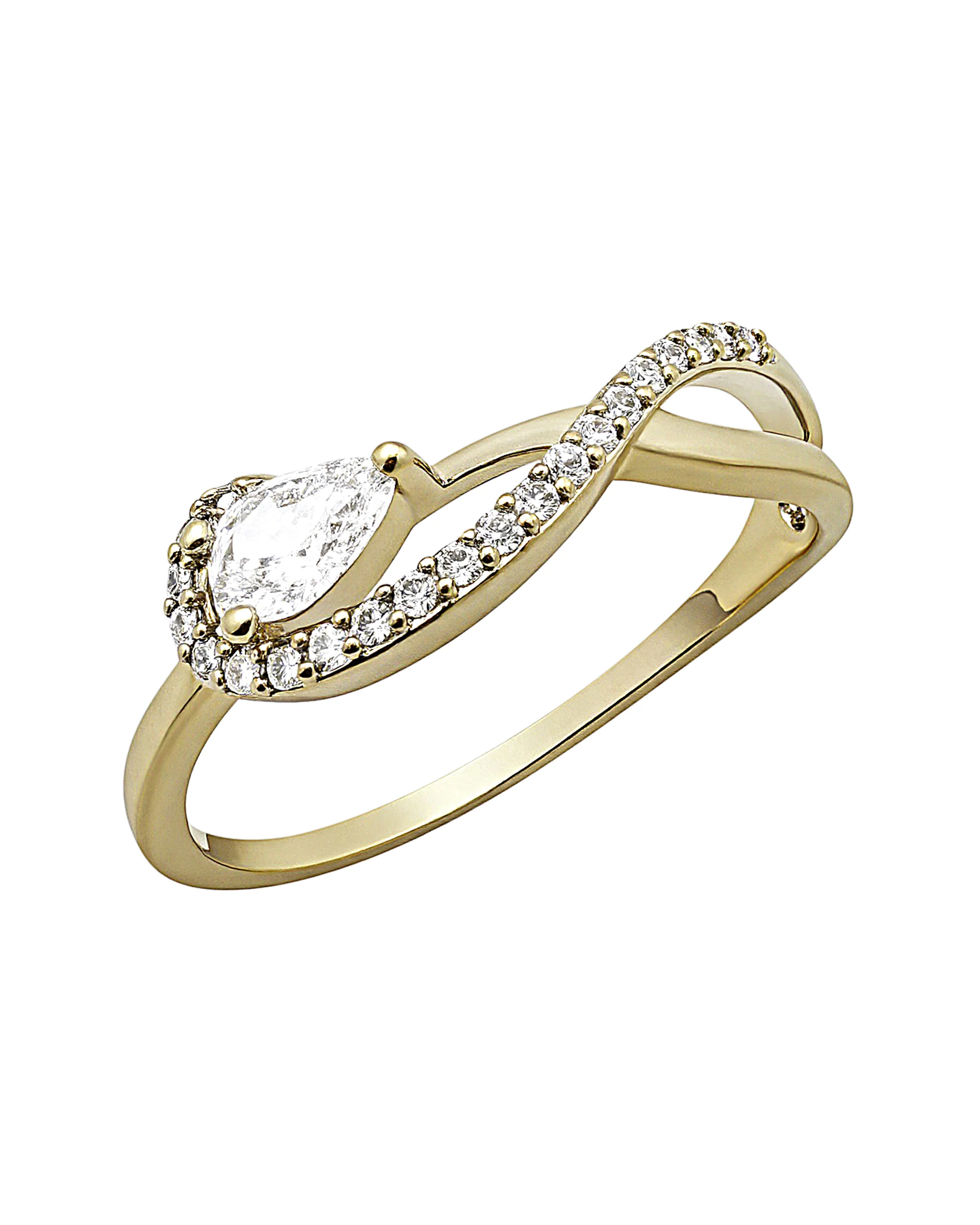BAGUE EN PLAQUE OR INFINI  AVEC POIRE EN ZIRCONIUM - Image 2