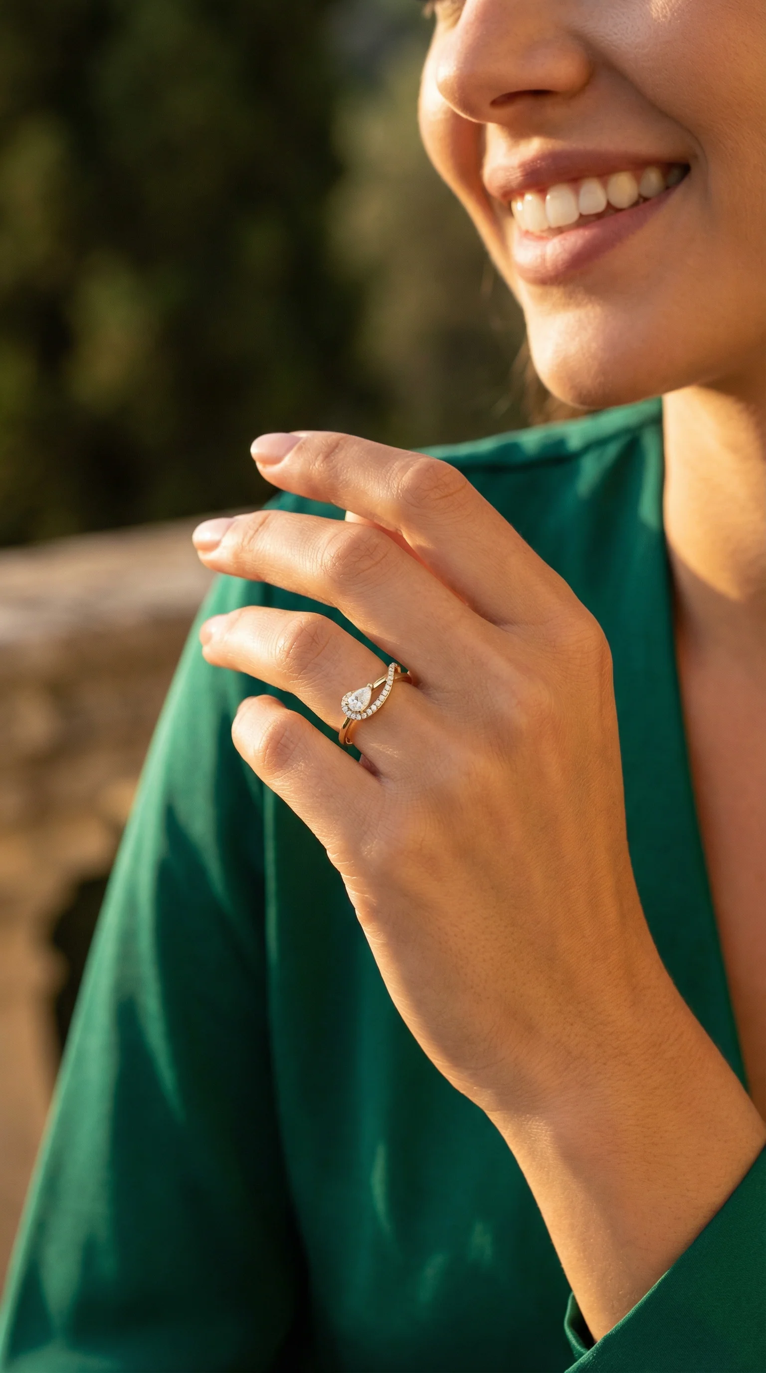 BAGUE EN PLAQUE OR INFINI  AVEC POIRE EN ZIRCONIUM - Image 3