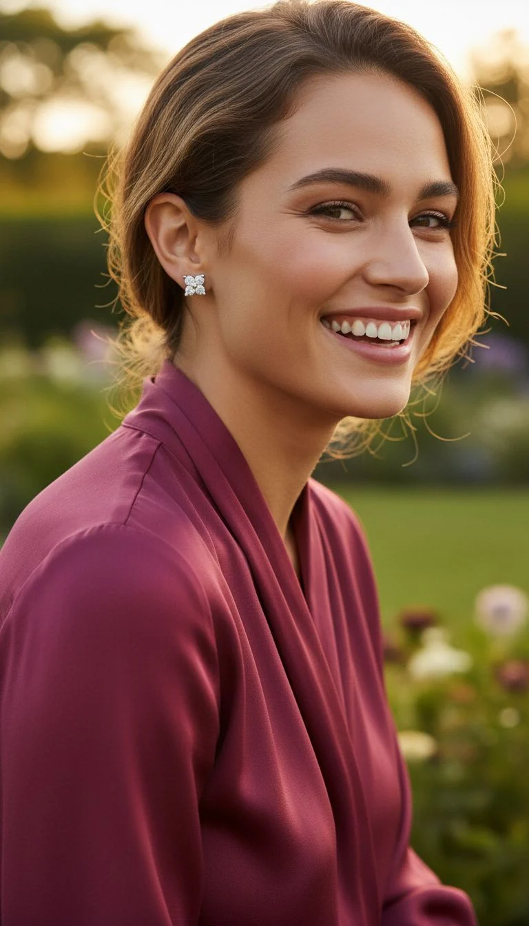BOUCLES D'OREILLES EN ARGENT FLEUR AVEC PIERRES - Image 2