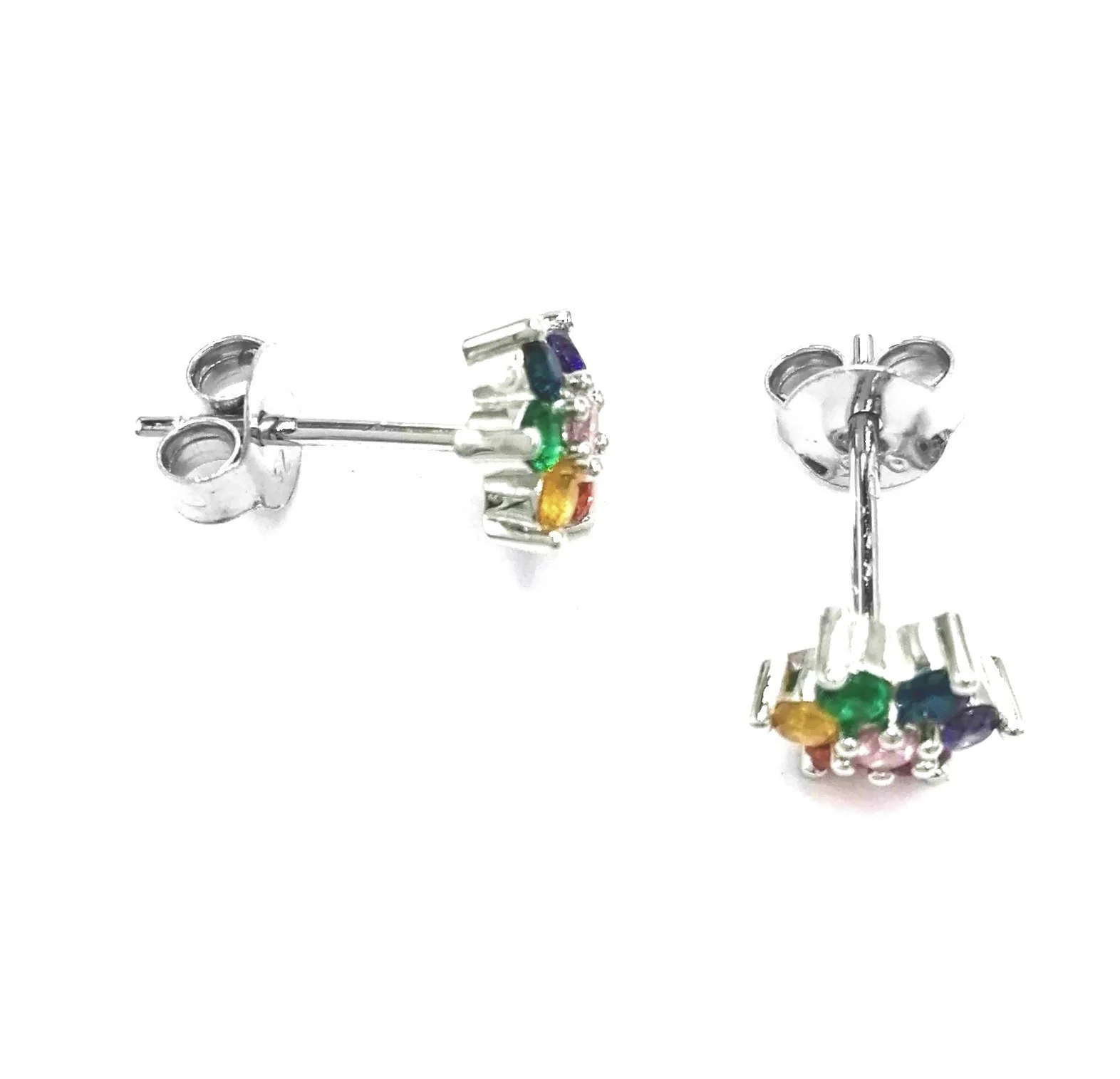 BOUCLES D'OREILLES EN ARGENT FLEUR MULTICOLORE - Image 3