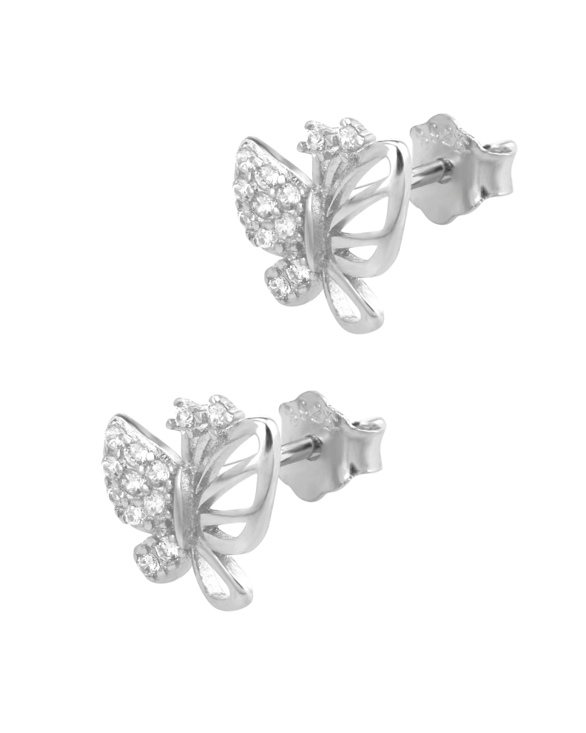 BOUCLES D'OREILLES EN ARGENT PAPILLON AVEC PIERRES - Image 3