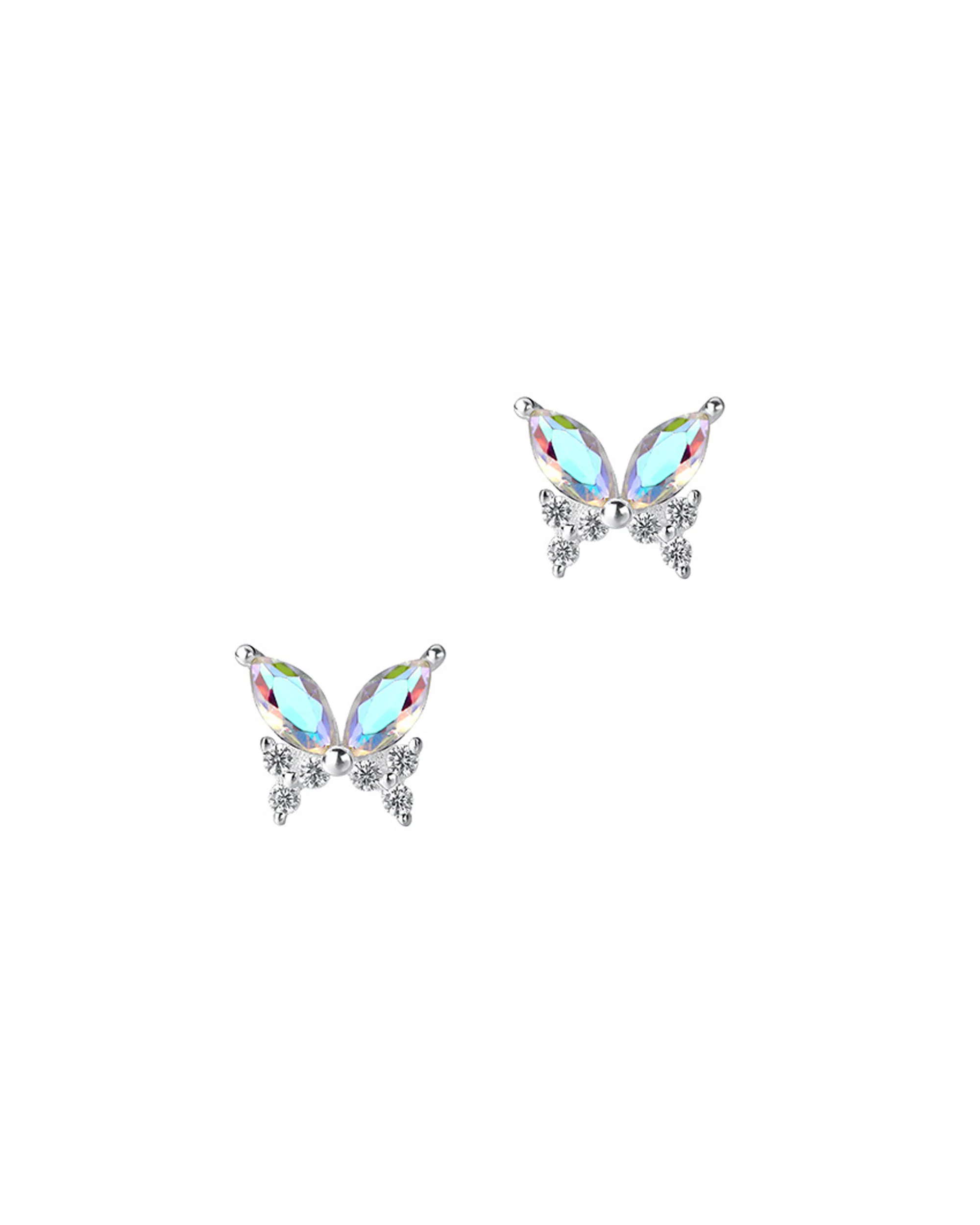 BOUCLES D'OREILLES EN ARGENT PAPILLONS AVEC PIERRES MULTICOLORES
