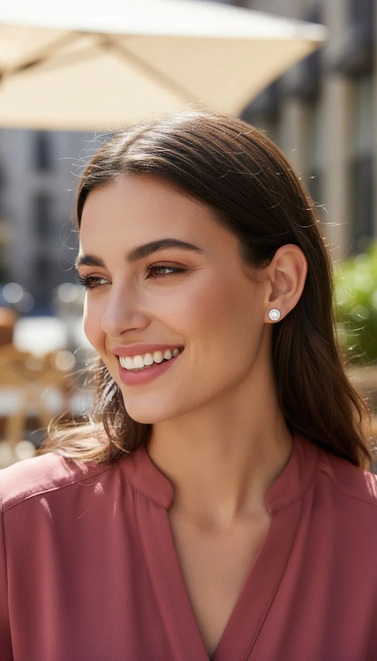 BOUCLES D'OREILLES EN ARGENT SOLITAIRE CLOS - Image 2