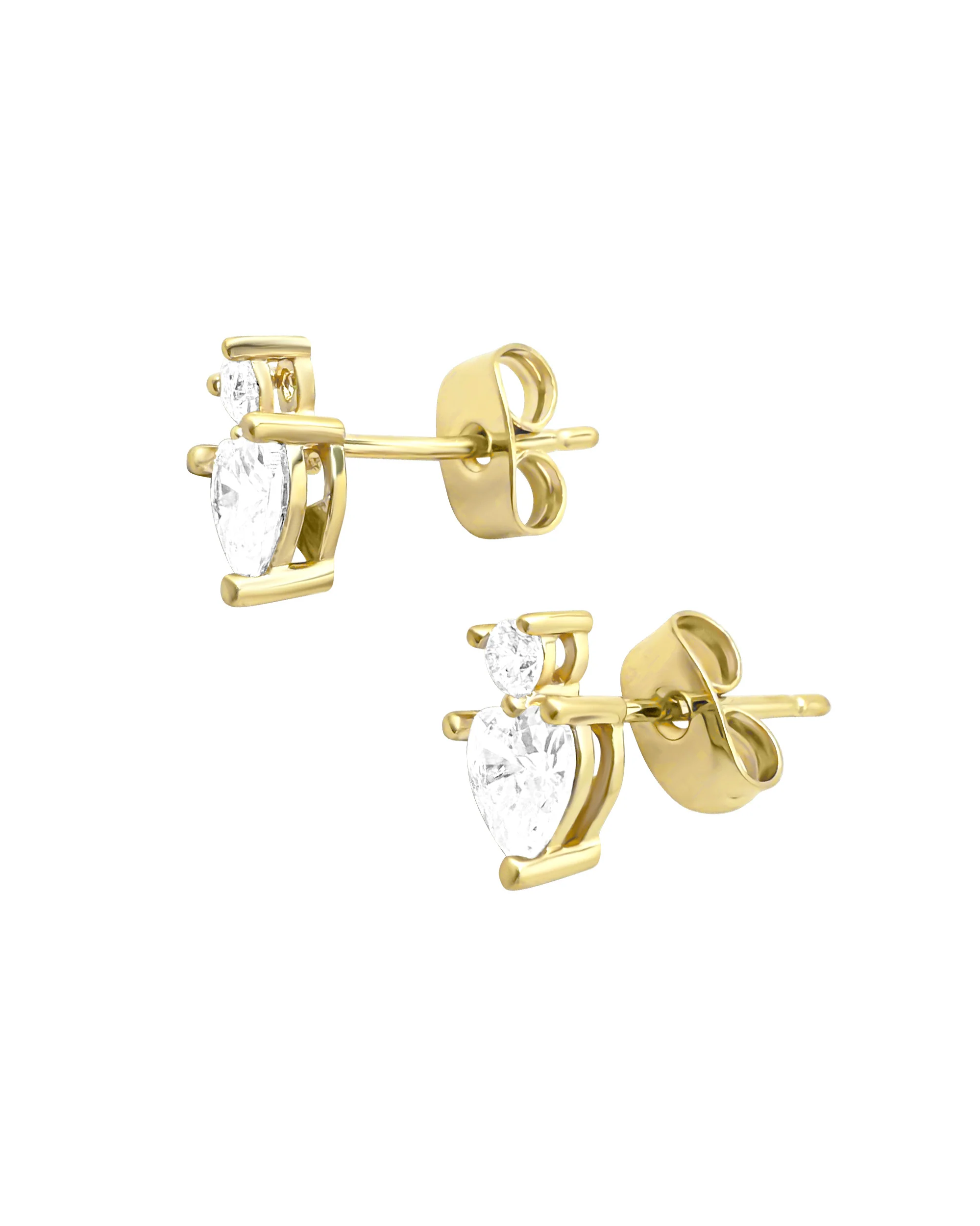 BOUCLES D'OREILLES  EN PLAQUE OR AVEC COEUR EN ZIRCONIUM - Image 3